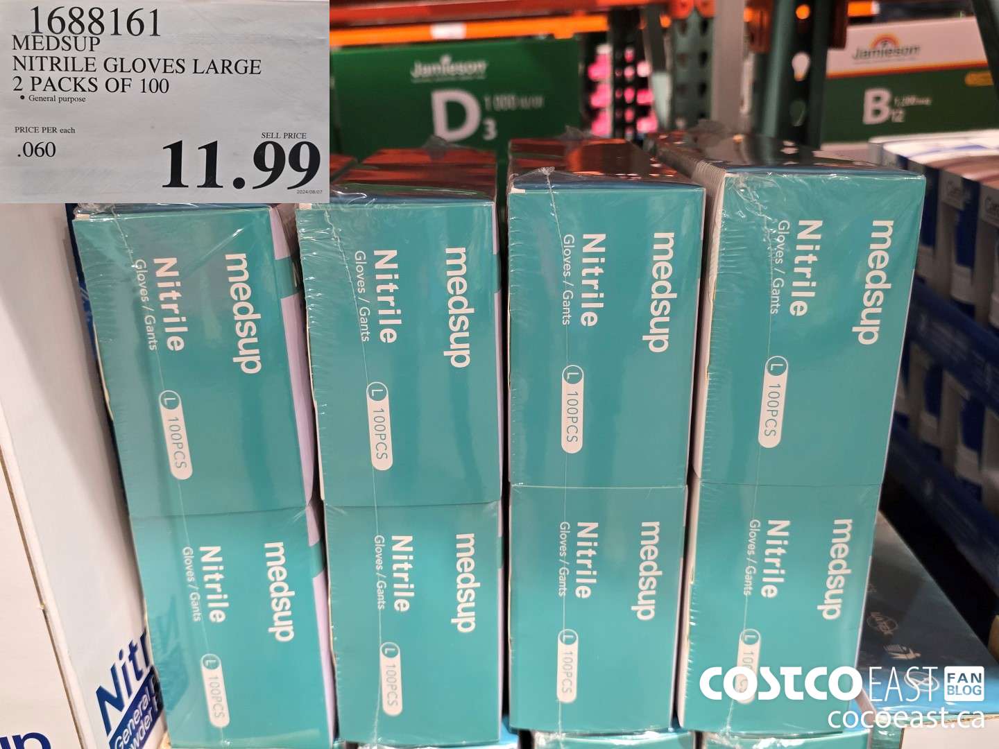 1688161 NITRILE GLOVES LARGE 2 PACKS OF 100 $11.99