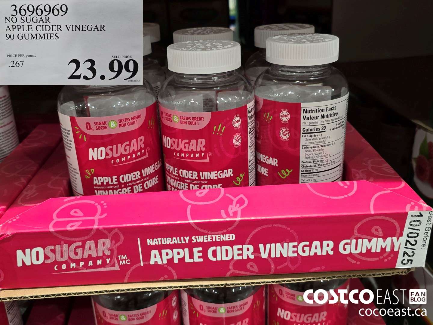 3696969 NO SUGAR APPLE CIDER VINEGAR 90 GUMMIES $23.99