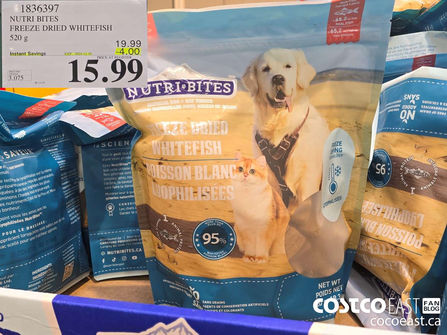 1836397 NUTRI BITES FREEZE DRIED WHITEFISH 520 g ($4.00 INSTANT SAVINGS EXPIRES ON 2024-11-10) $15.99