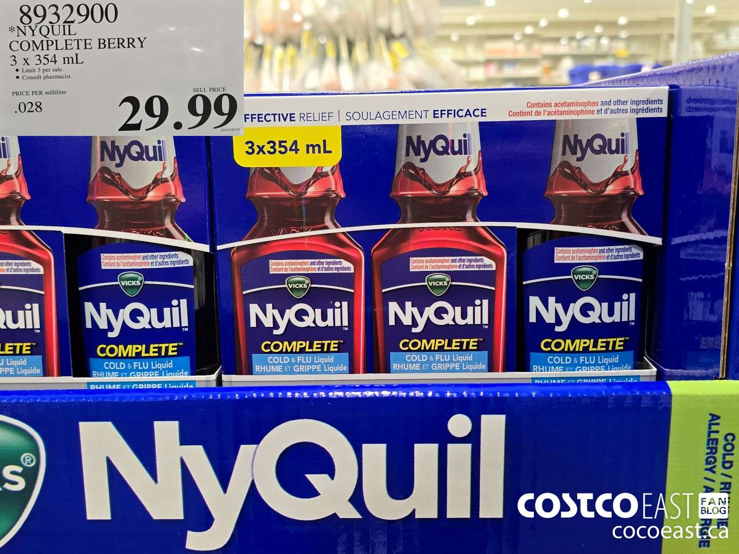 8932900 NYQUIL COMPLETE BERRY 3 X 354 mL $29.99