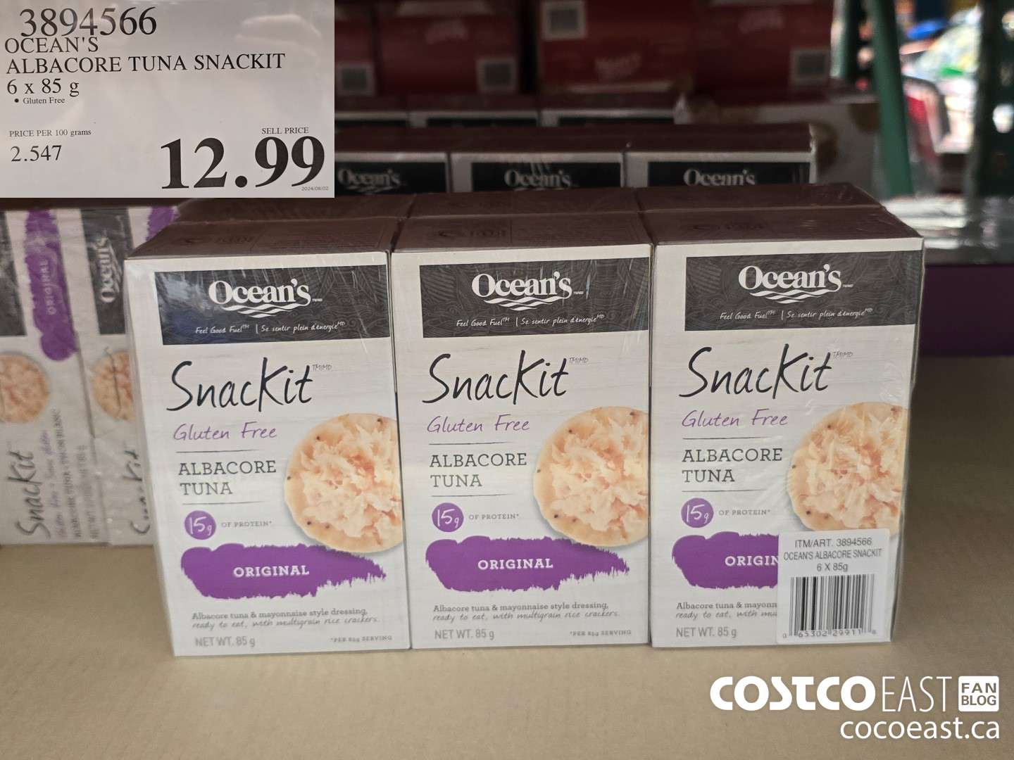 3894566 OCEAN'S ALBACORE TUNA SNACKIT 6 x 85g $12.99