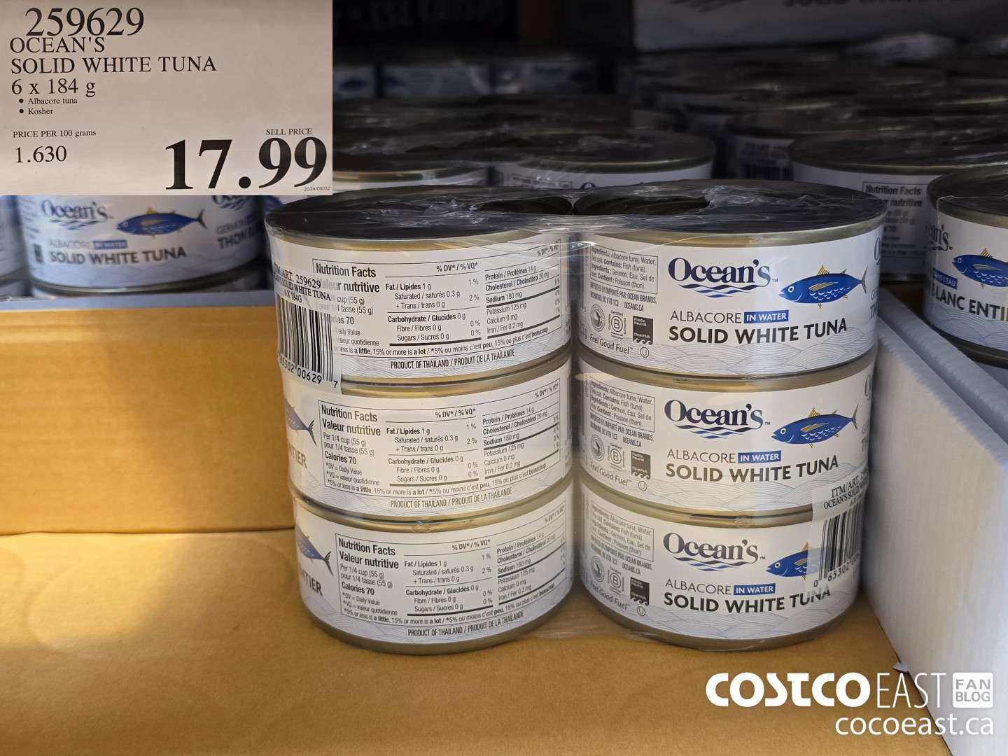 259629 OCEAN'S SOLID WHITE TUNA 6 x 184G $17.99