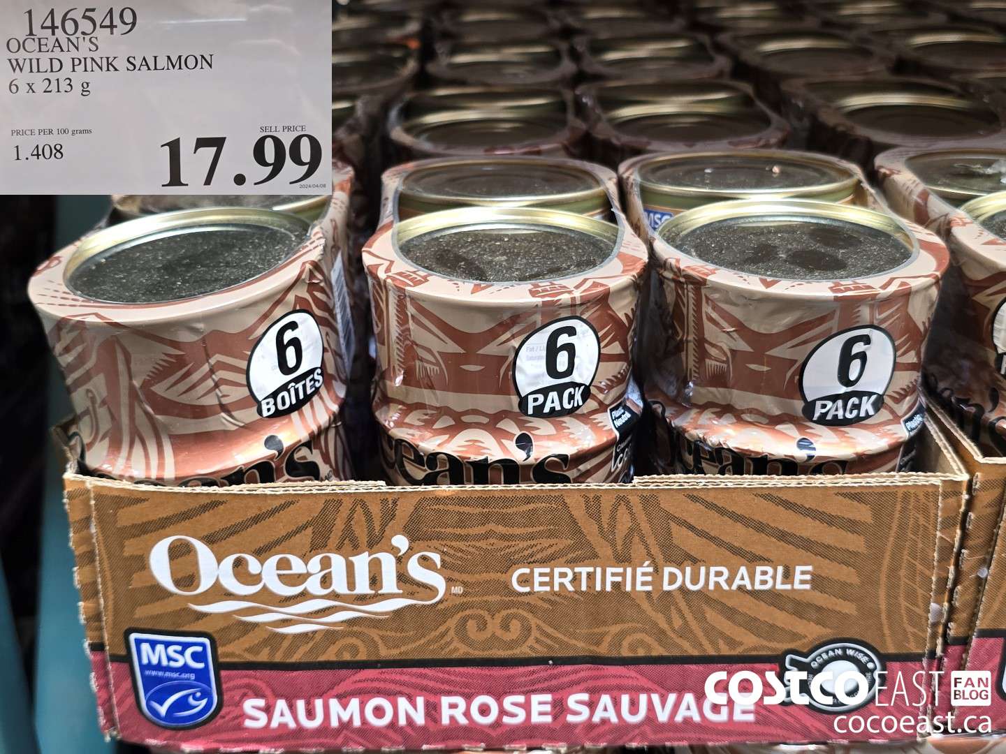 146549 OCEAN'S WILD PINK SALMON 6 X 213 g $17.99