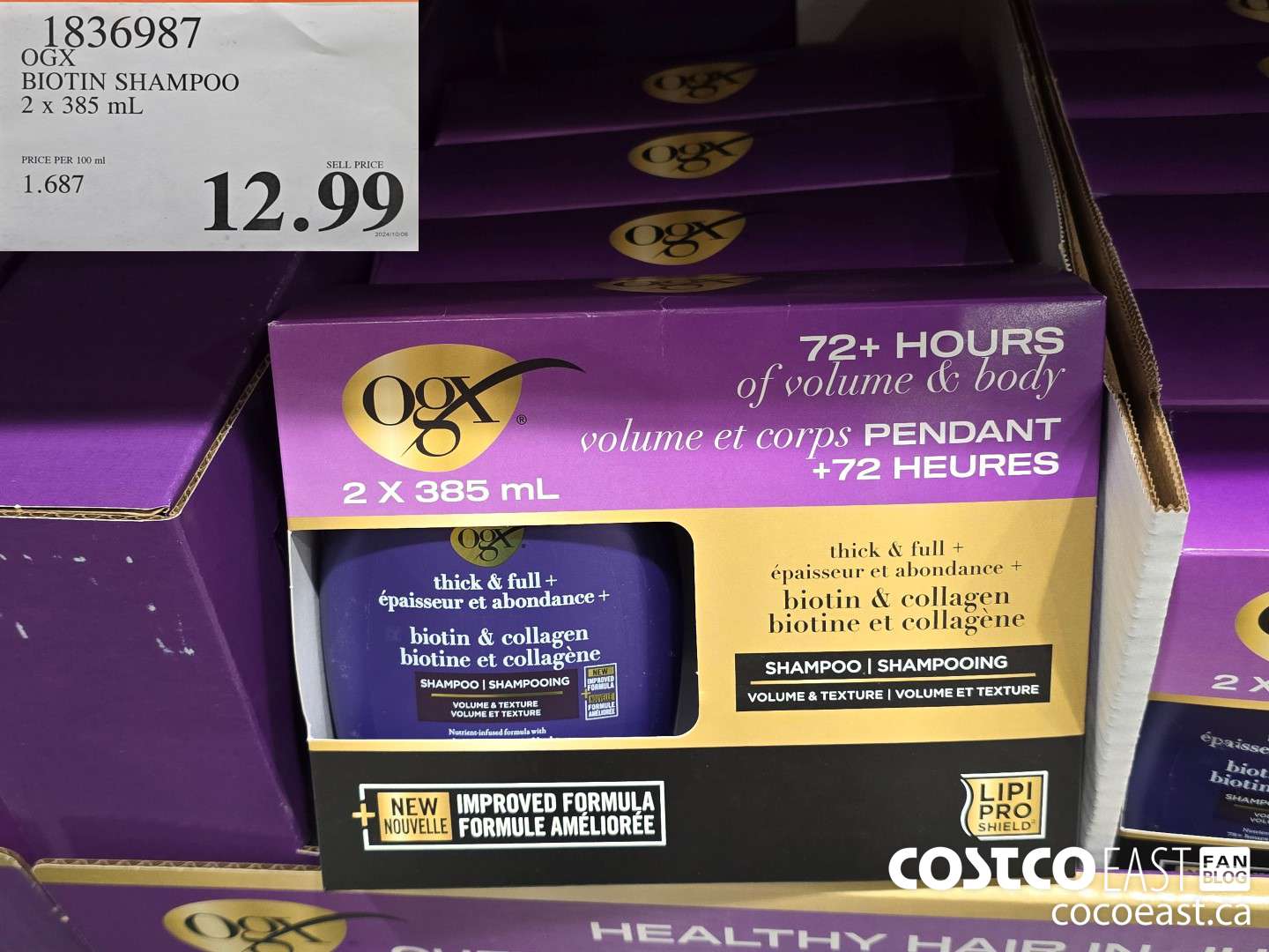 1836987 OGX BIOTIN SHAMPOO 2 X 385 mL $12.99