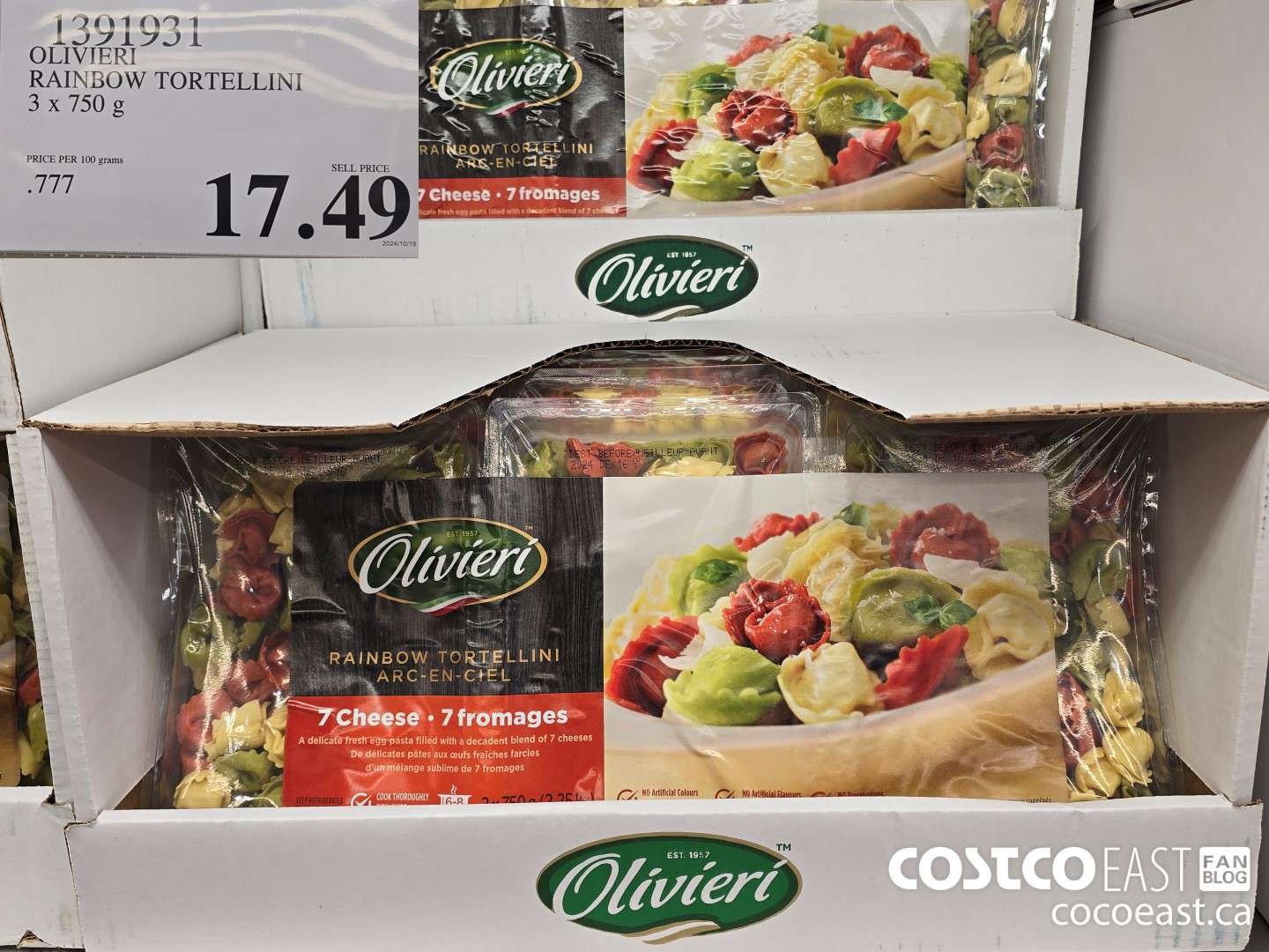 1391931 OLIVIERI RAINBOW TORTELLINI 3 x 750 g $17.49