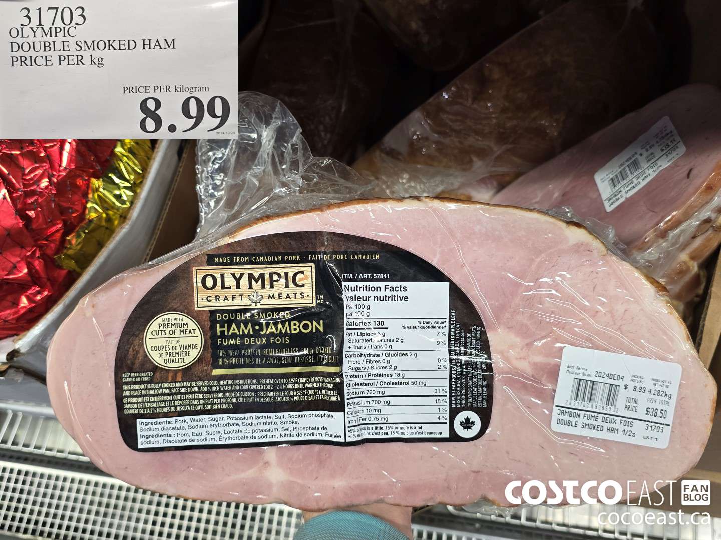 31703 OLYMPIC DOUBLE SMOKED HAM PRICE PER kg $8.99