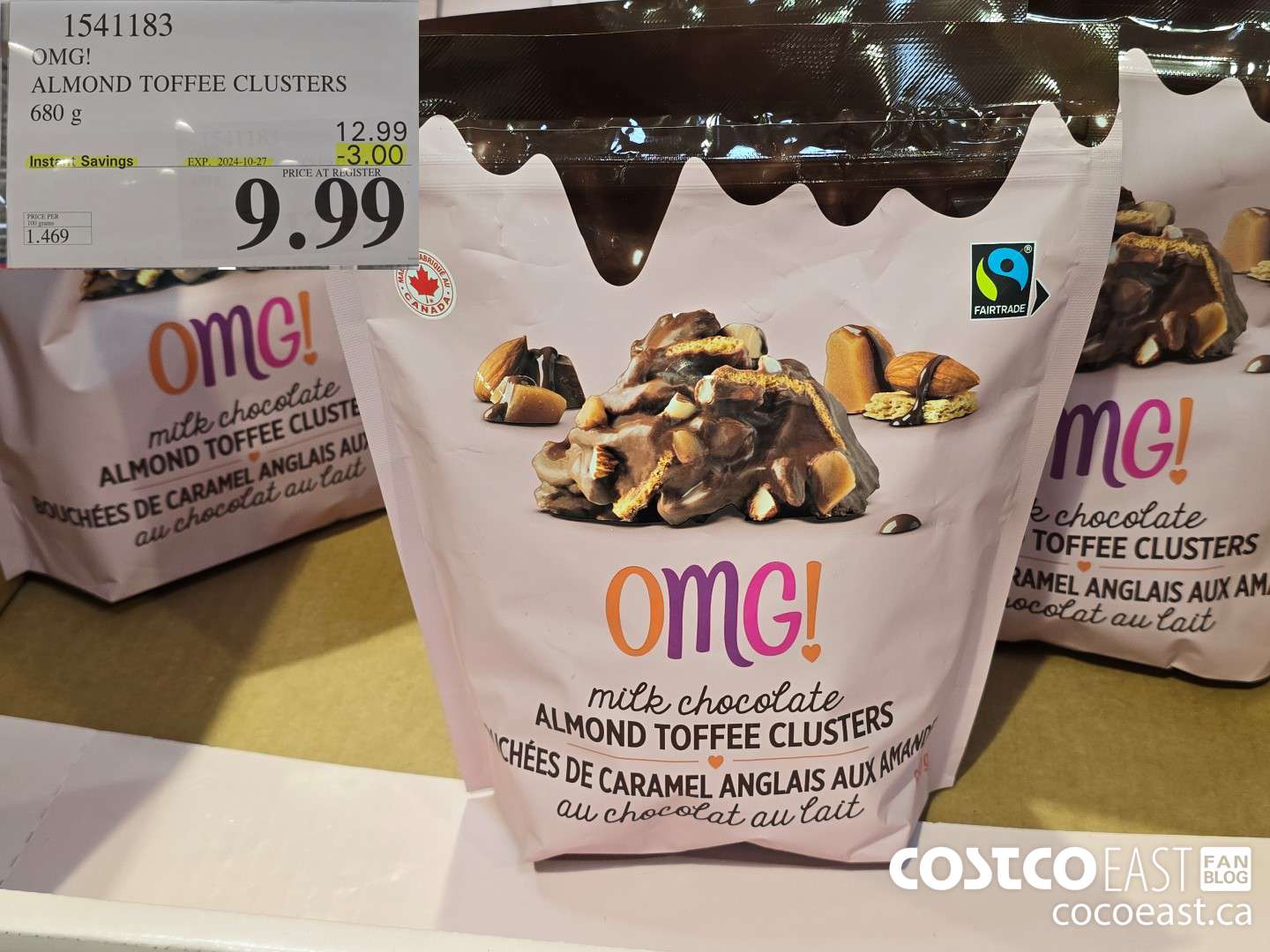 1541183 OMG! ALMOND TOFFEE CLUSTERS 680 g ($3.00 INSTANT SAVINGS EXPIRES ON 2024-10-27) $9.99