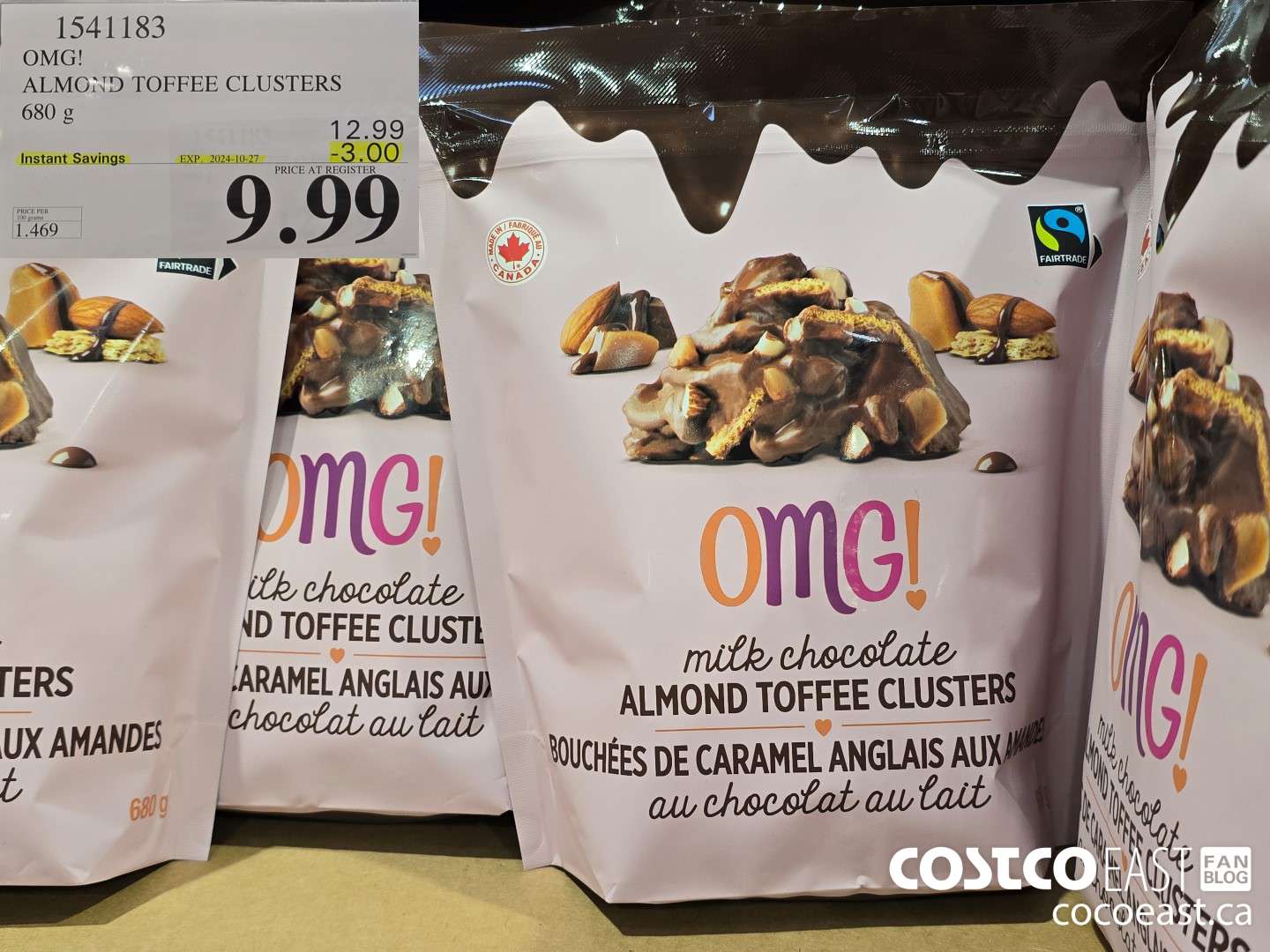 1541183 OMG! ALMOND TOFFEE CLUSTERS 680 g ($3.00 INSTANT SAVINGS EXPIRES ON 2024-10-27) $9.99