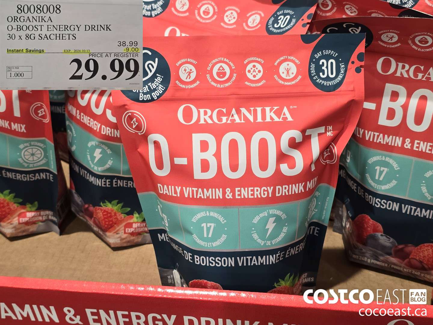 8008008 ORGANIKA O-BOOST ENERGY DRINK 30 x 8G SACHETS ($9.00 INSTANT SAVINGS EXPIRES ON 2024-10-13) $29.99