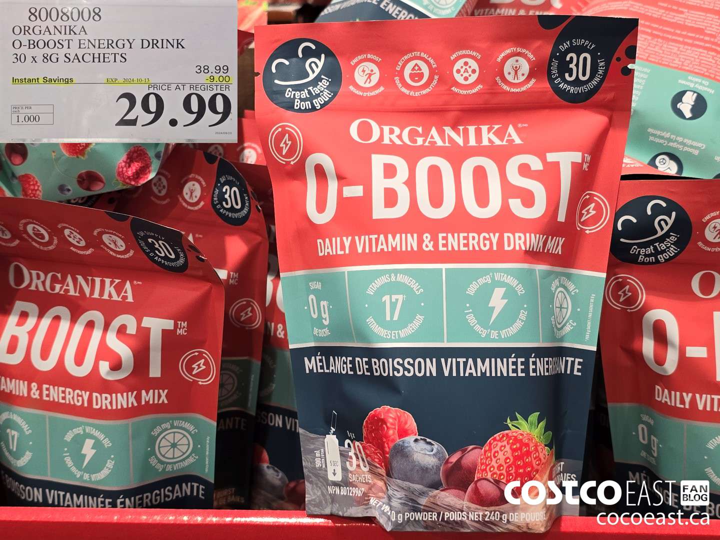 8008008 ORGANIKA O-BOOST ENERGY DRINK 30 x 8G SACHETS ($9.00 INSTANT SAVINGS EXPIRES ON 2024-10-13) $29.99