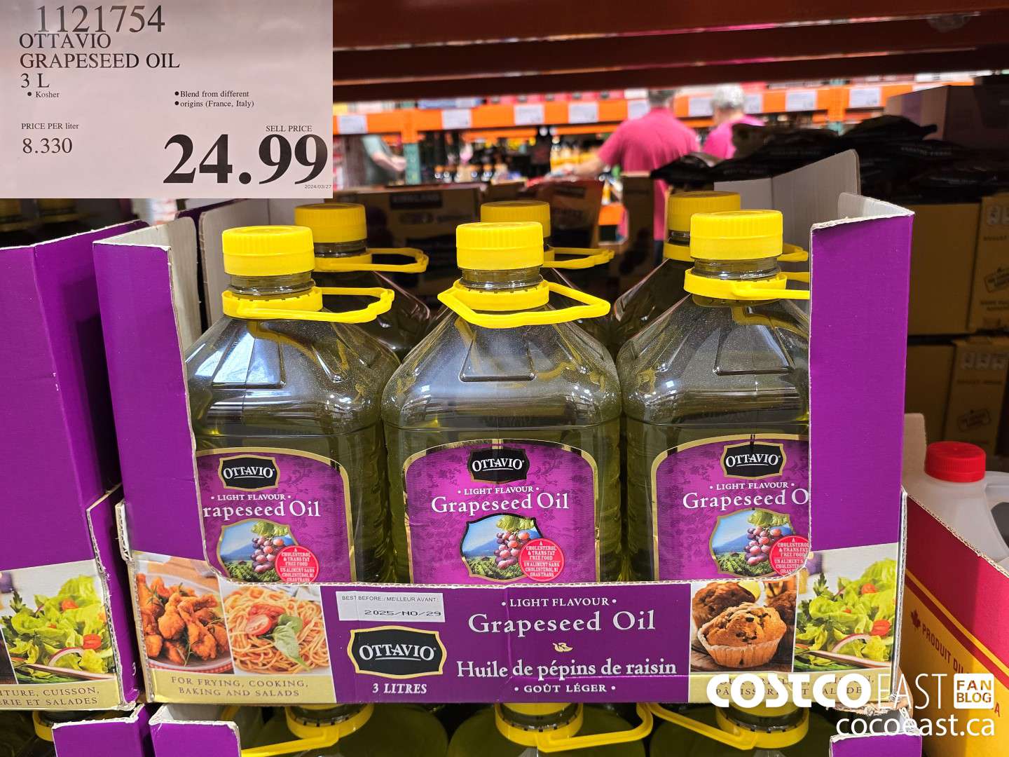 1121754 OTTAVIO GRAPESEED OIL 3L $24.99