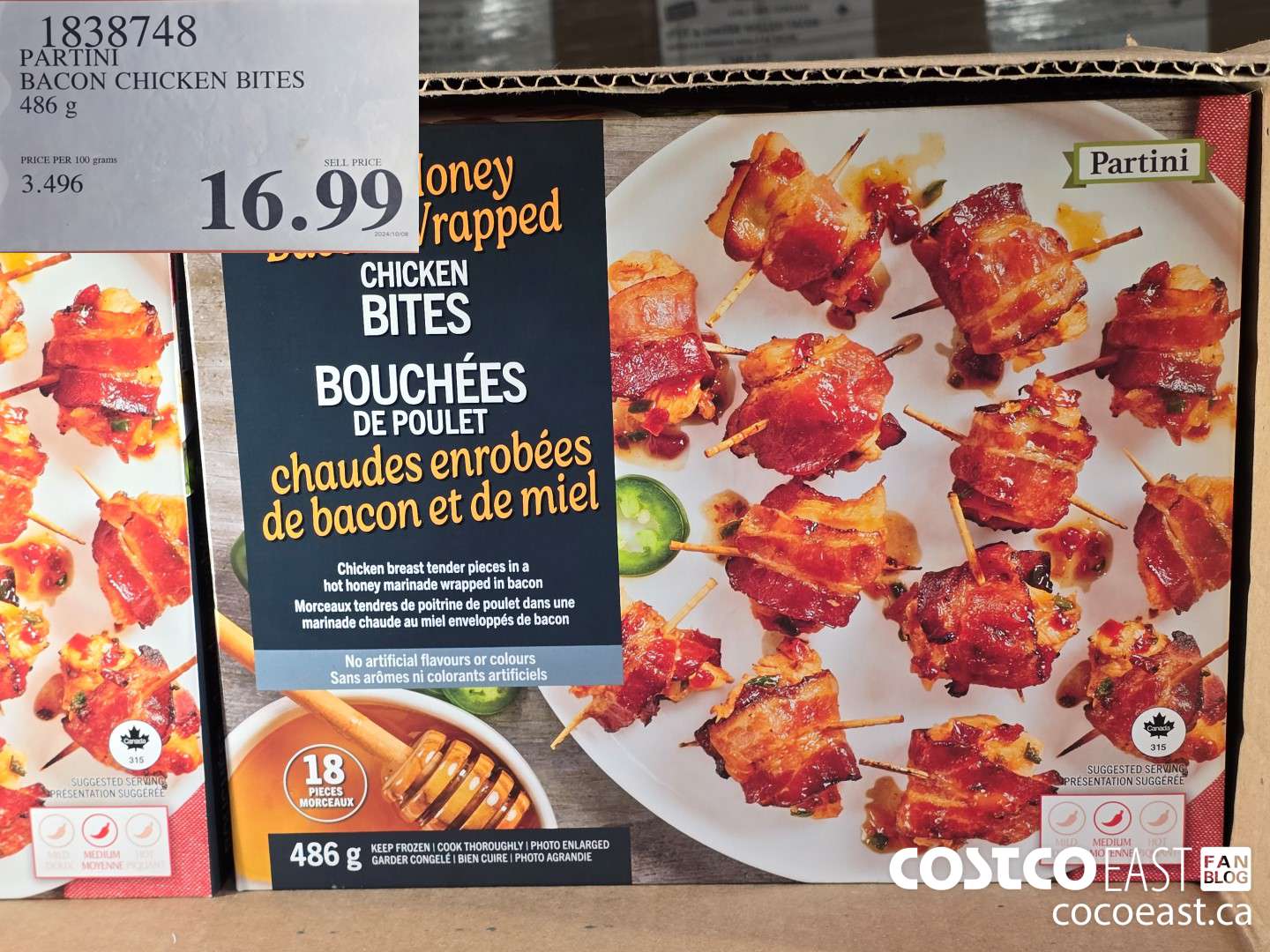 1838748 PARTINI BACON CHICKEN BITES 486 g $16.99