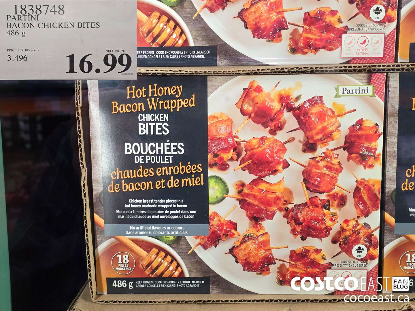 1838748 PARTINI BACON CHICKEN BITES 486 g $16.99