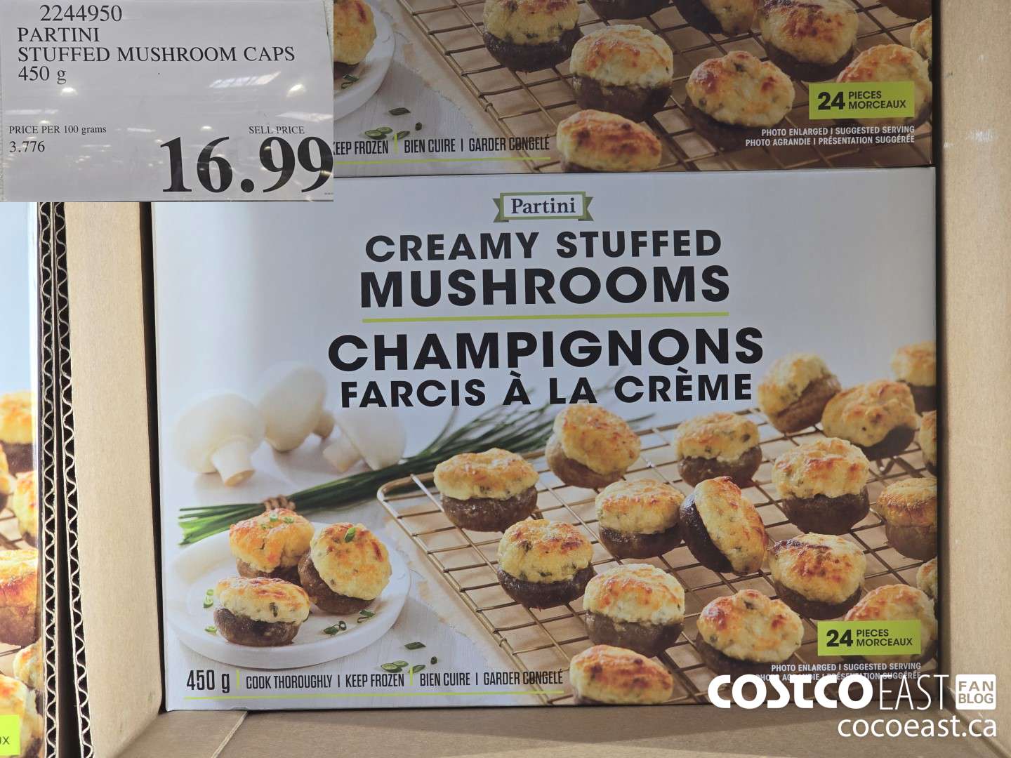 2244950 PARTINI STUFFED MUSHROOM CAPS 450 g $16.99