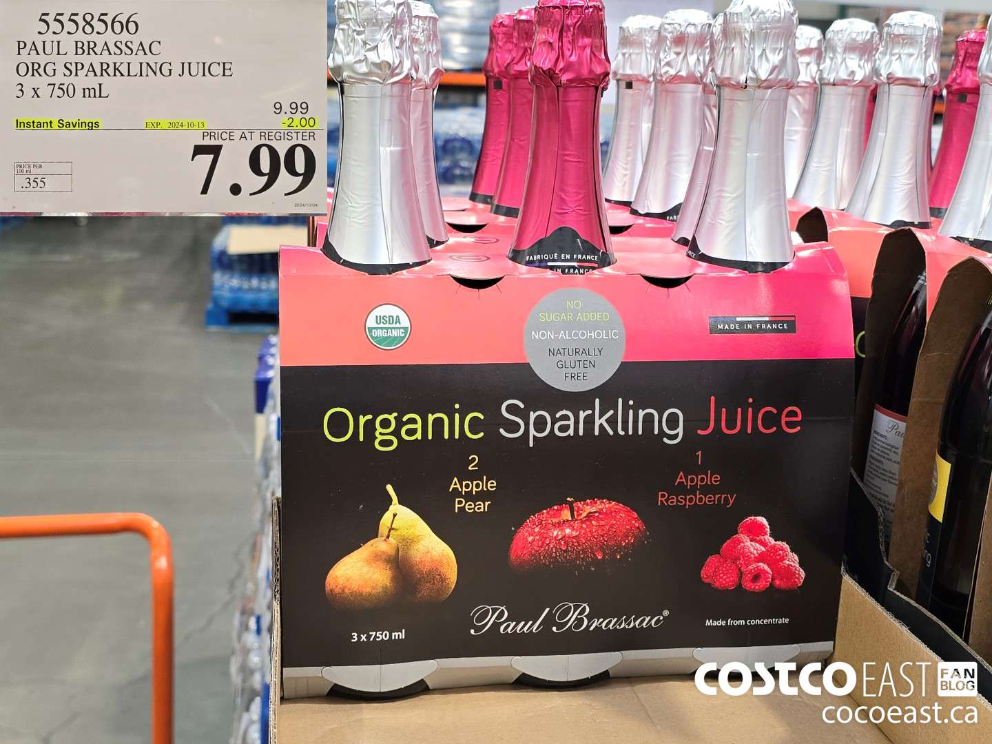 5558566 PAUL BRASSAC ORGANIC SPARKLING JUICE 3 X 750ML ($2.00 INSTANT SAVINGS EXPIRES ON 2024-10-13) $7.99