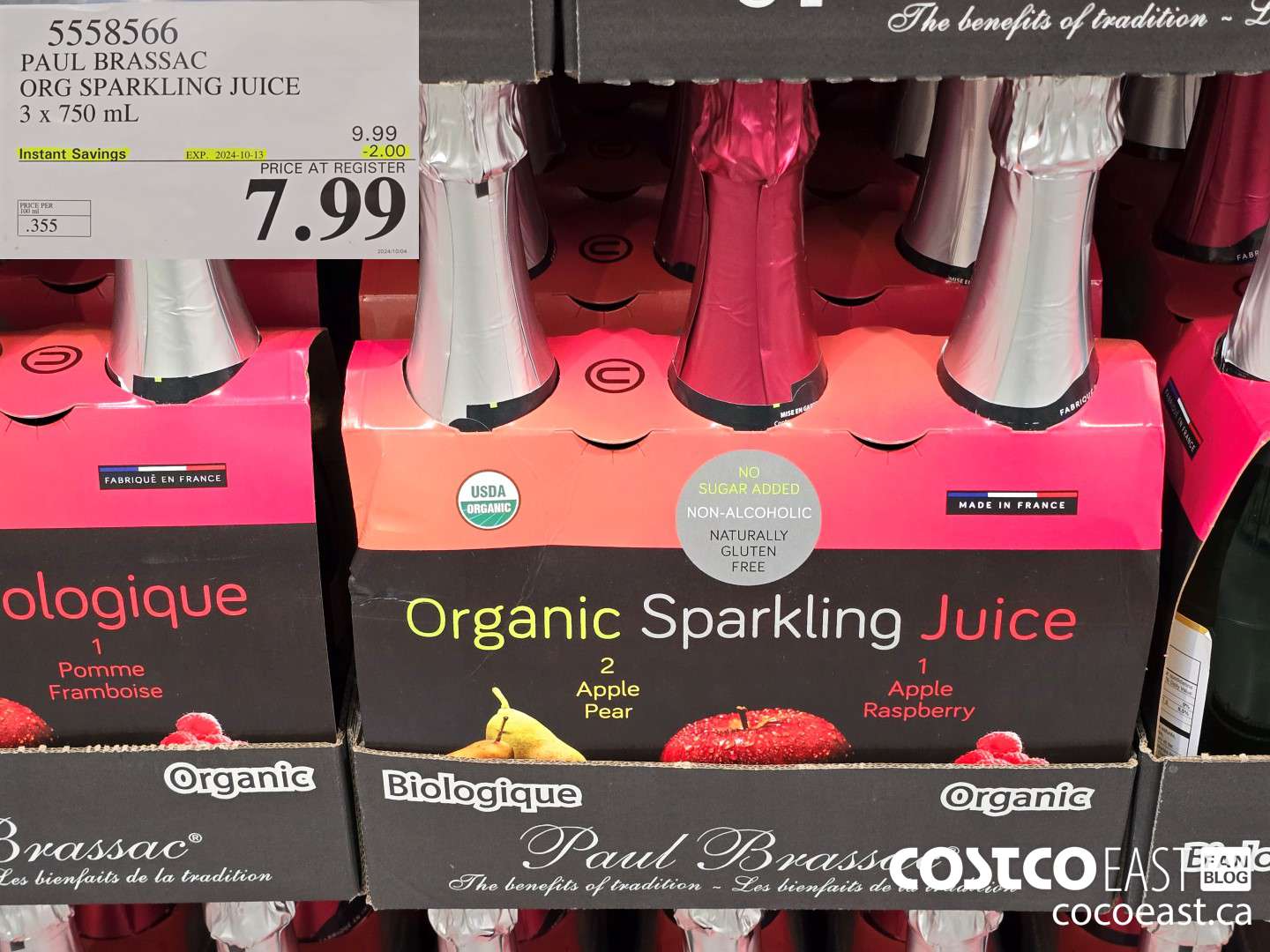 5558566 PAUL BRASSAC ORGANIC SPARKLING JUICE 3 X 750ML ($2.00 INSTANT SAVINGS EXPIRES ON 2024-10-13) $7.99