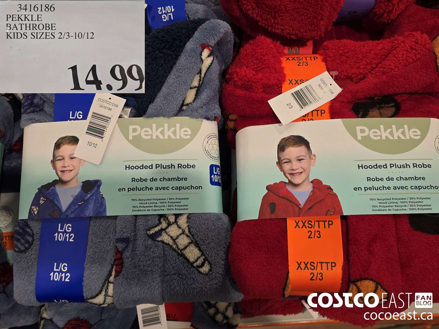 3416186 PEKKLE BATHROBE KIDS SIZES 2/3-10/12 $14.99