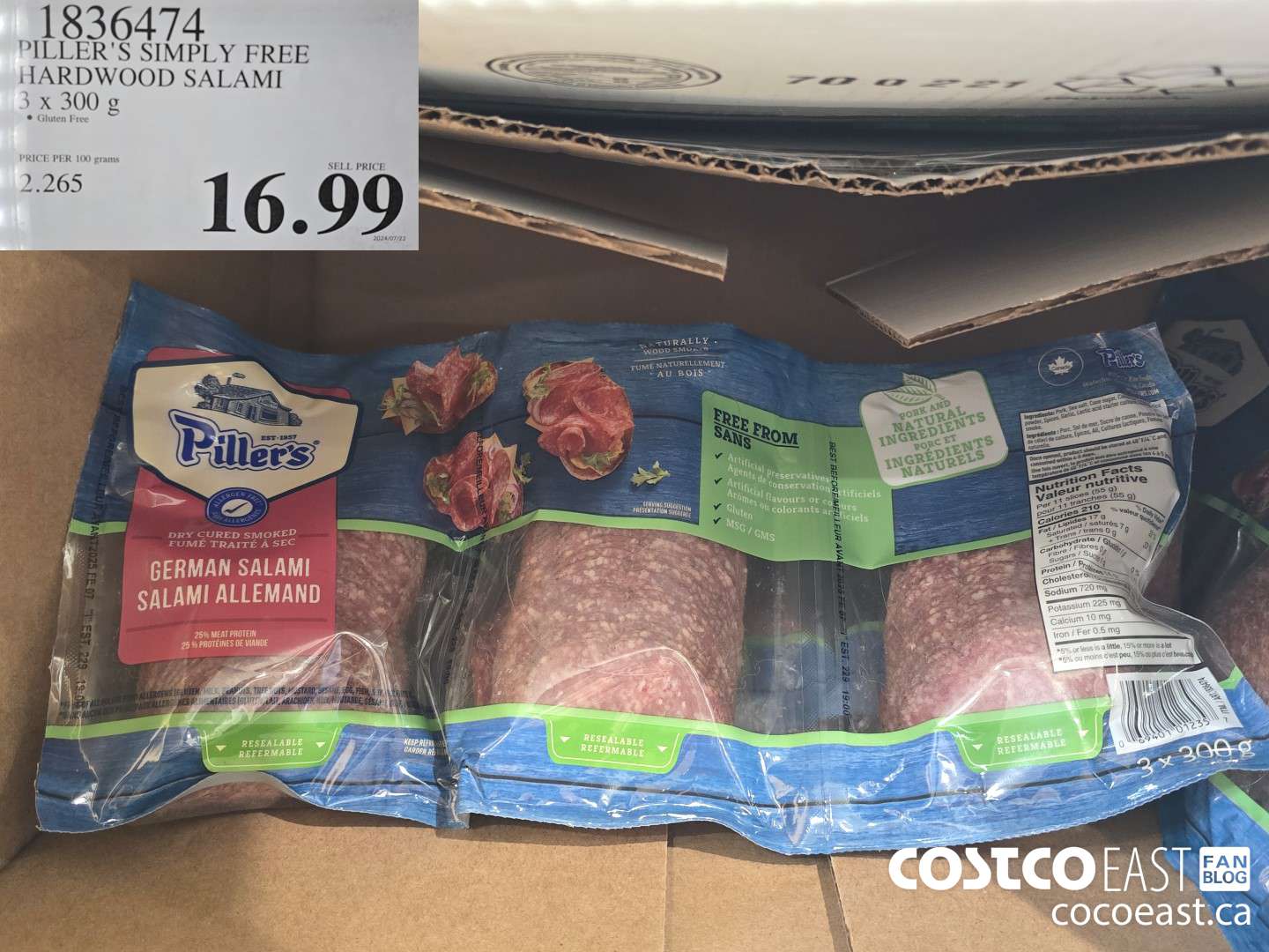 1836474 PILLER'S SIMPLY FREE HARDWOOD SALAMI 3 X 300 g $16.99