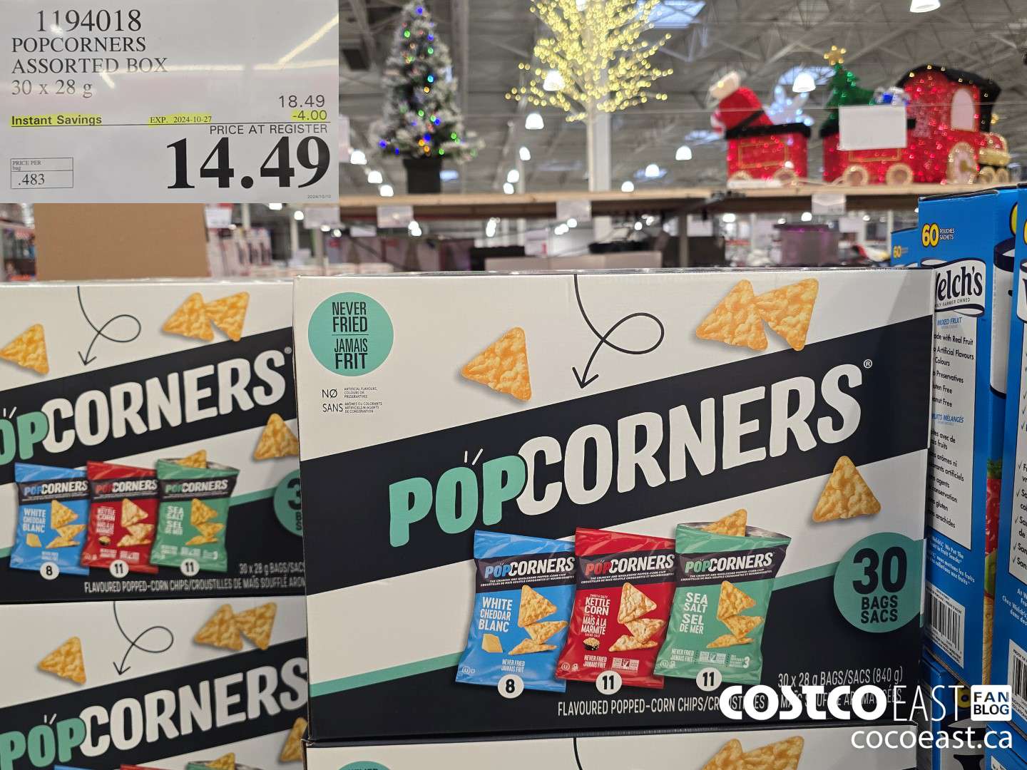 1194018 POPCORNERS ASSORTED BOX 30 x 28 G ($4.00 INSTANT SAVINGS EXPIRES ON 2024-10-27) $14.49