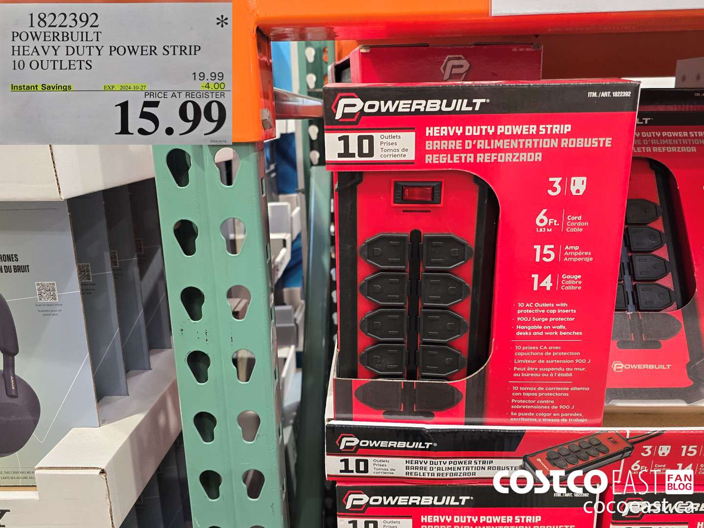 1822392 POWERBUILT HEAVY DUTY POWER STRIP 10 OUTLETS ($4.00 INSTANT SAVINGS EXPIRES ON 2024-10-27) $15.99