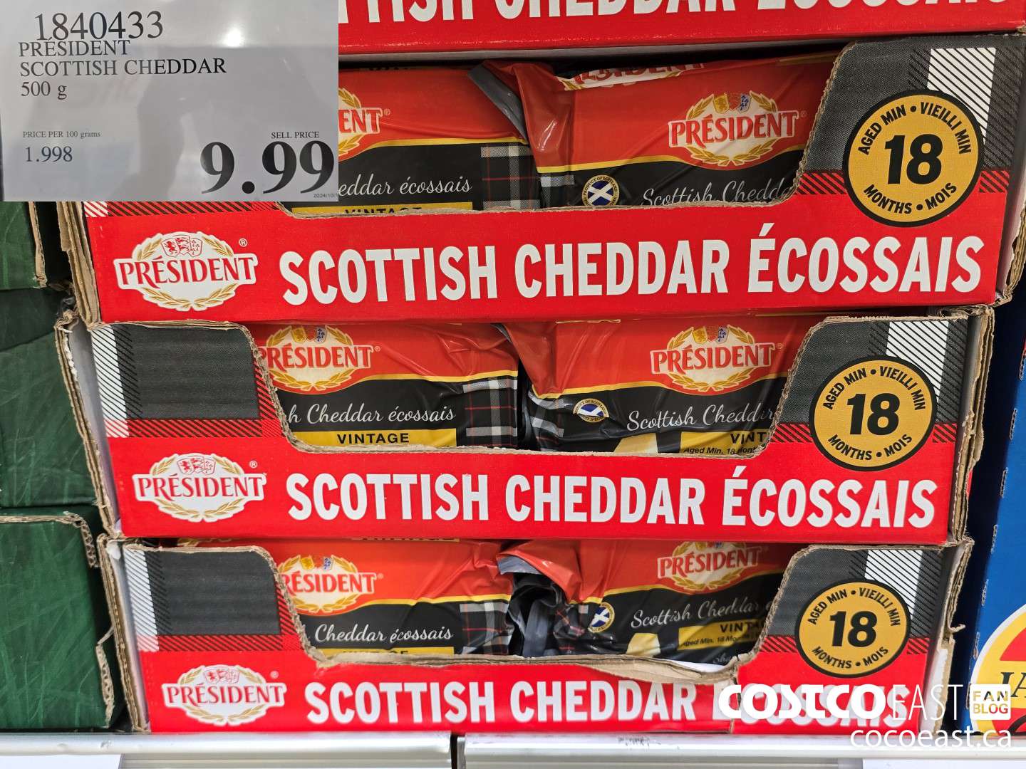 1840433 PRESIDENT SCOTTISH CHEDDAR 500 G $9.99