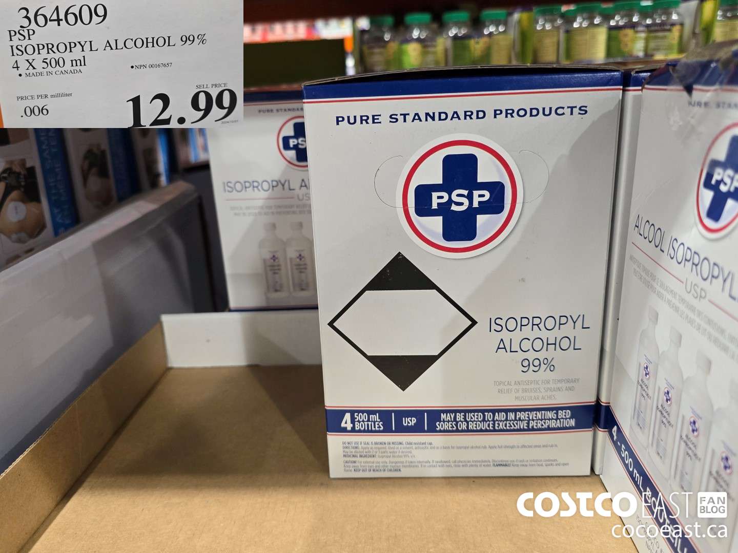 364609 PSP ISOPROPYL ALCOHOL 99% 4 X 500 ML $12.99
