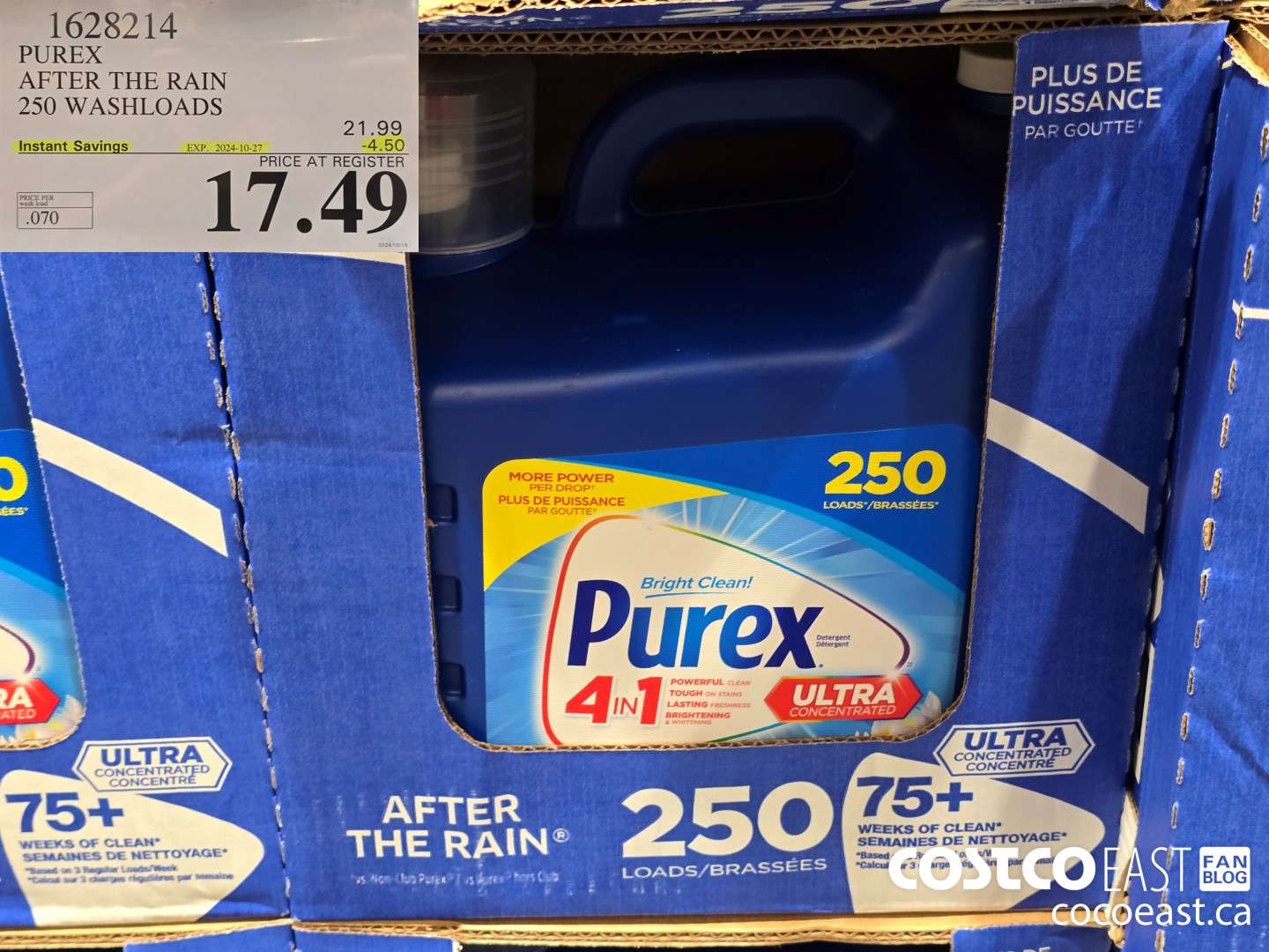 1628214 PUREX AFTER THE RAIN 250 washloads ($4.50 INSTANT SAVINGS EXPIRES ON 2024-10-27) $17.49