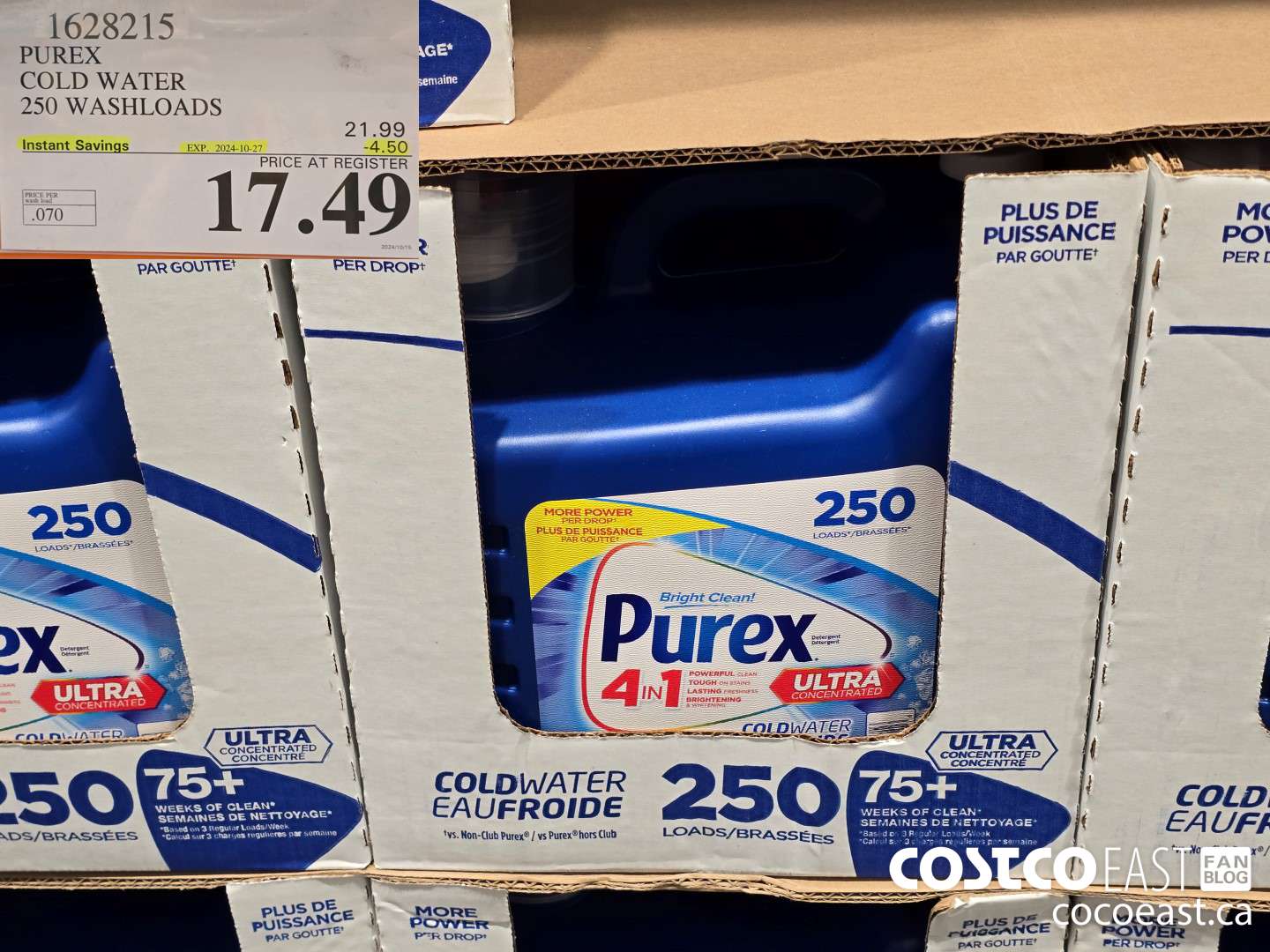 1628215 PUREX COLD WATER 250 washloads ($4.50 INSTANT SAVINGS EXPIRES ON 2024-10-27) $17.49