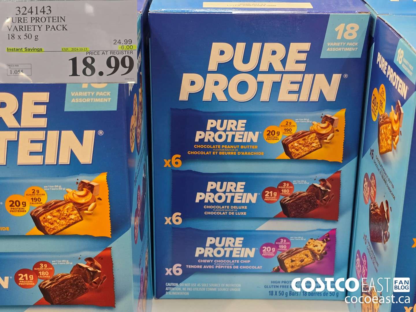 324143 PURE PROTEIN VARIETY PACK 18 x 50 g ($6.00 INSTANT SAVINGS EXPIRES ON 2024-10-13) $18.99