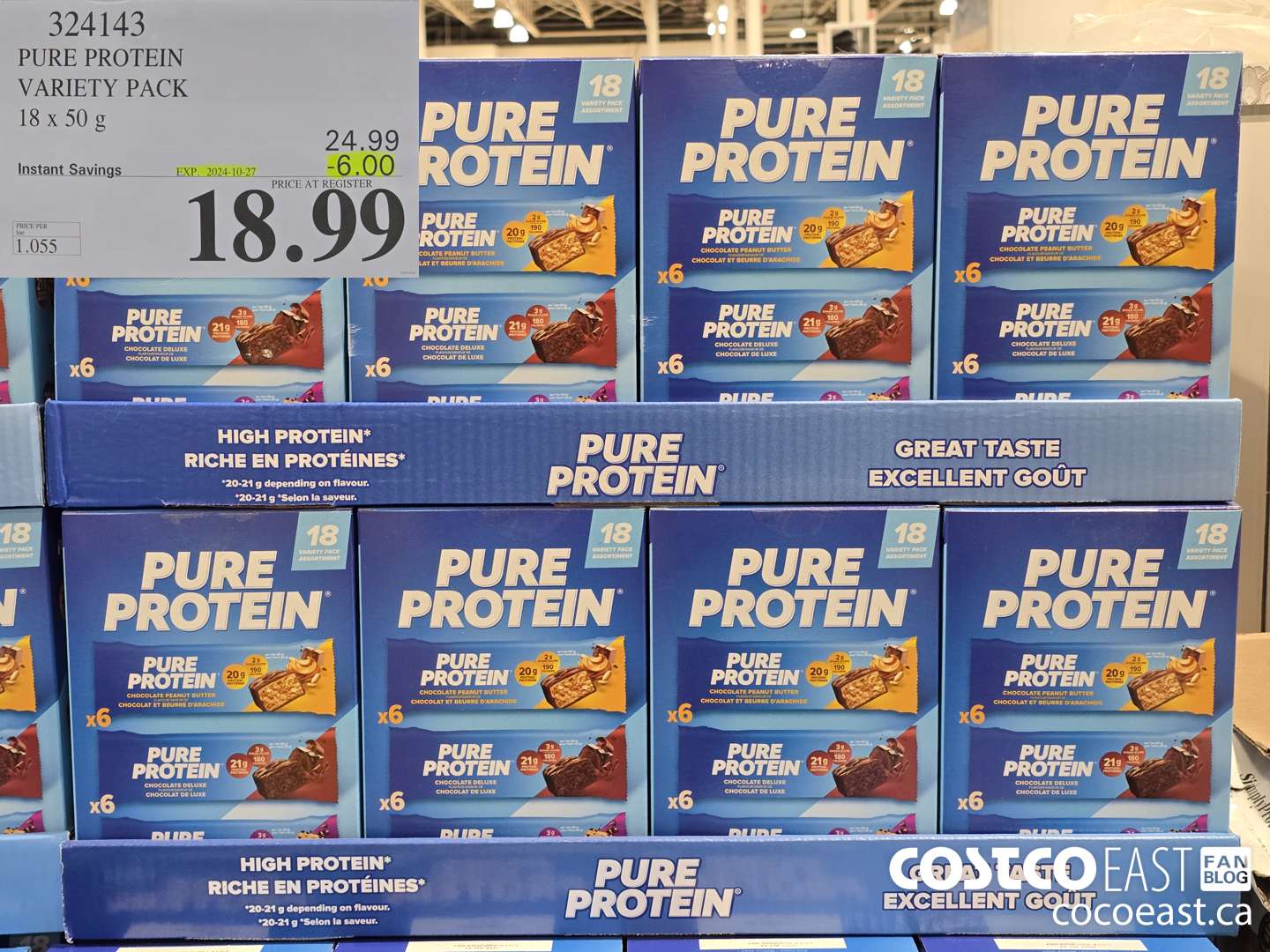 324143 PURE PROTEIN VARIETY PACK 18 x 50 g ($6.00 INSTANT SAVINGS EXPIRES ON 2024-10-27) $18.99