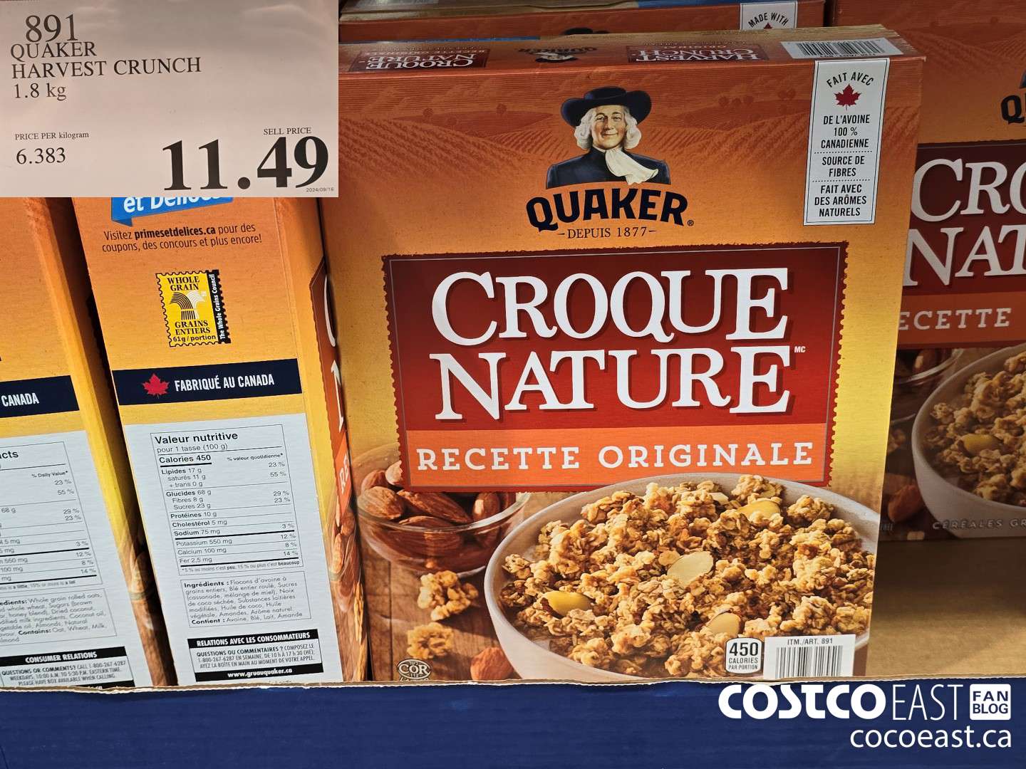 891 QUAKER HARVEST CRUNCH 1.8 kg  $11.49