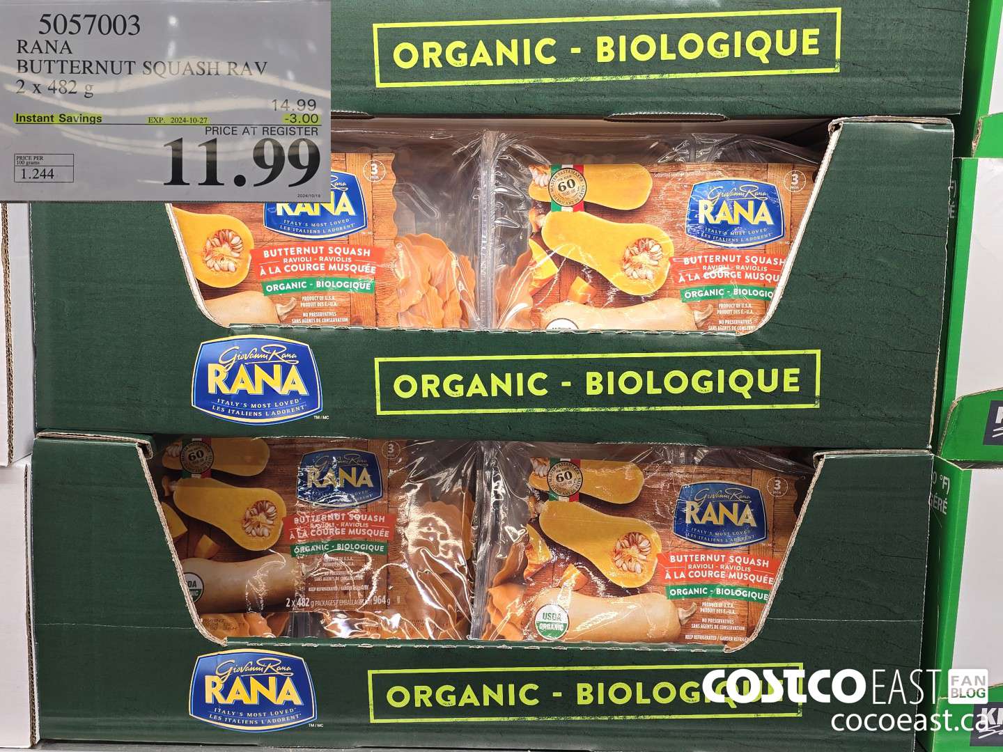 5057003 RANA BUTTERNUT SQUASH RAVIOLI 2 x 482 g ($3.00 INSTANT SAVINGS EXPIRES ON 2024-10-27) $11.99