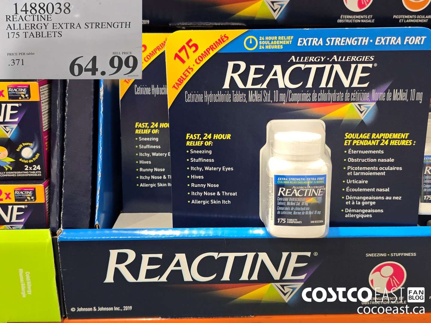 1488038 REACTINE ALLERGY EXTRA STRENGTH 175 TABLETS $64.99