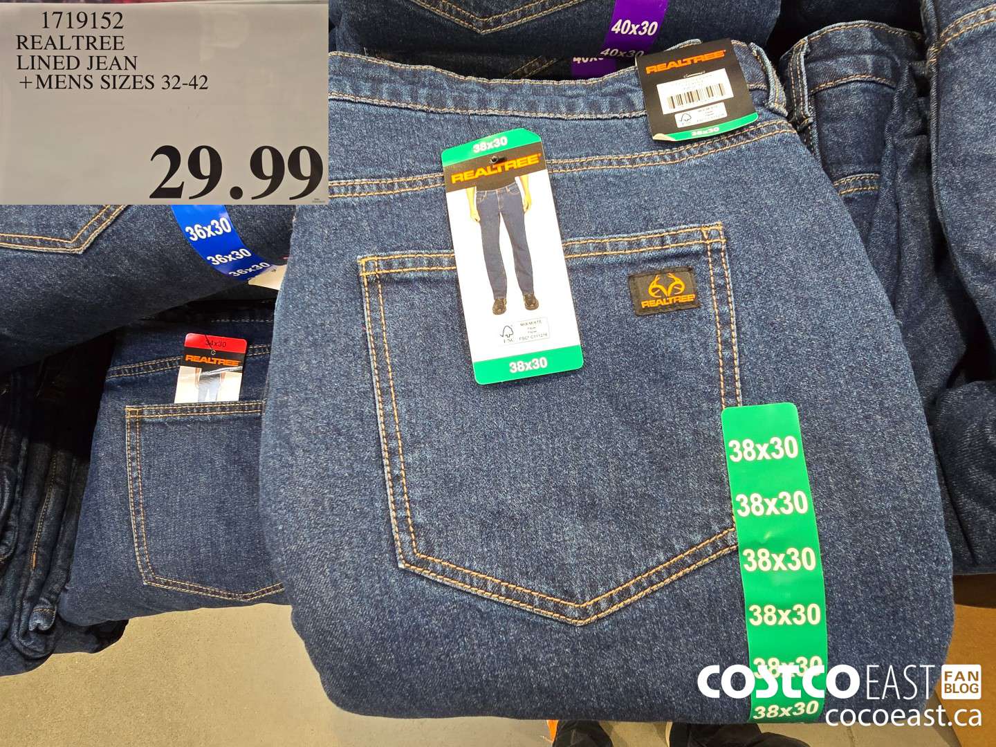 1719152 REALTREE LINED JEAN +MENS SIZES 32-42 $29.99