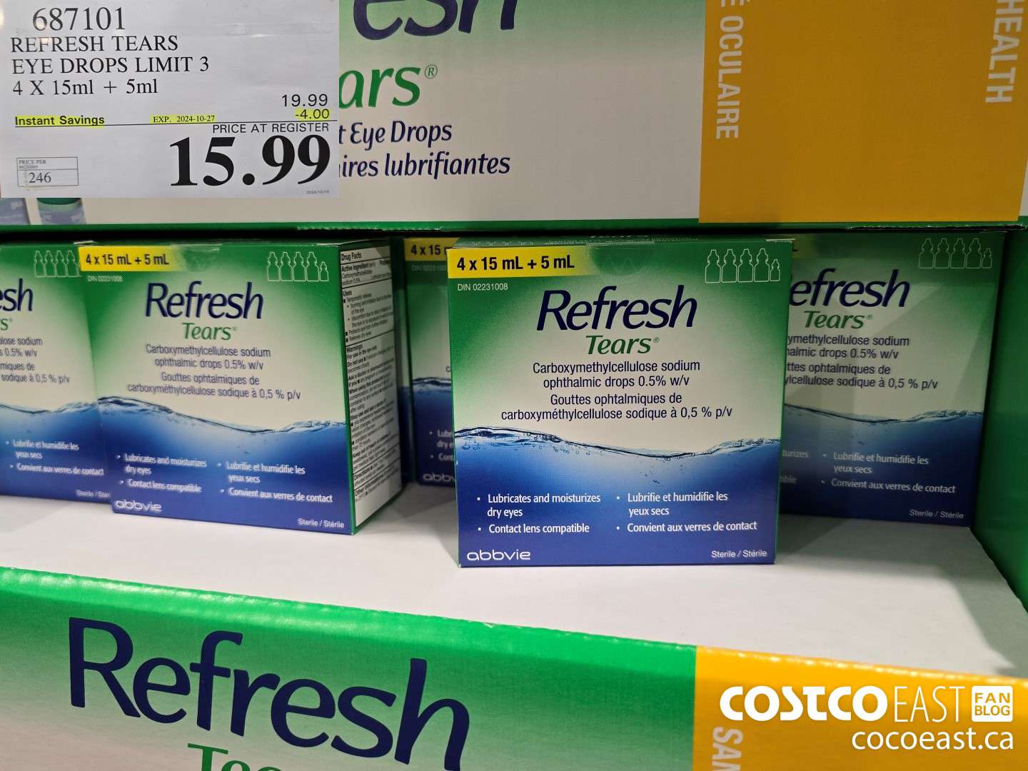 687101 REFRESH TEARS LUBRICANT EYE DROPS 4X15ml + 5ml ($4.00 INSTANT SAVINGS EXPIRES ON 2024-10-27) $15.99