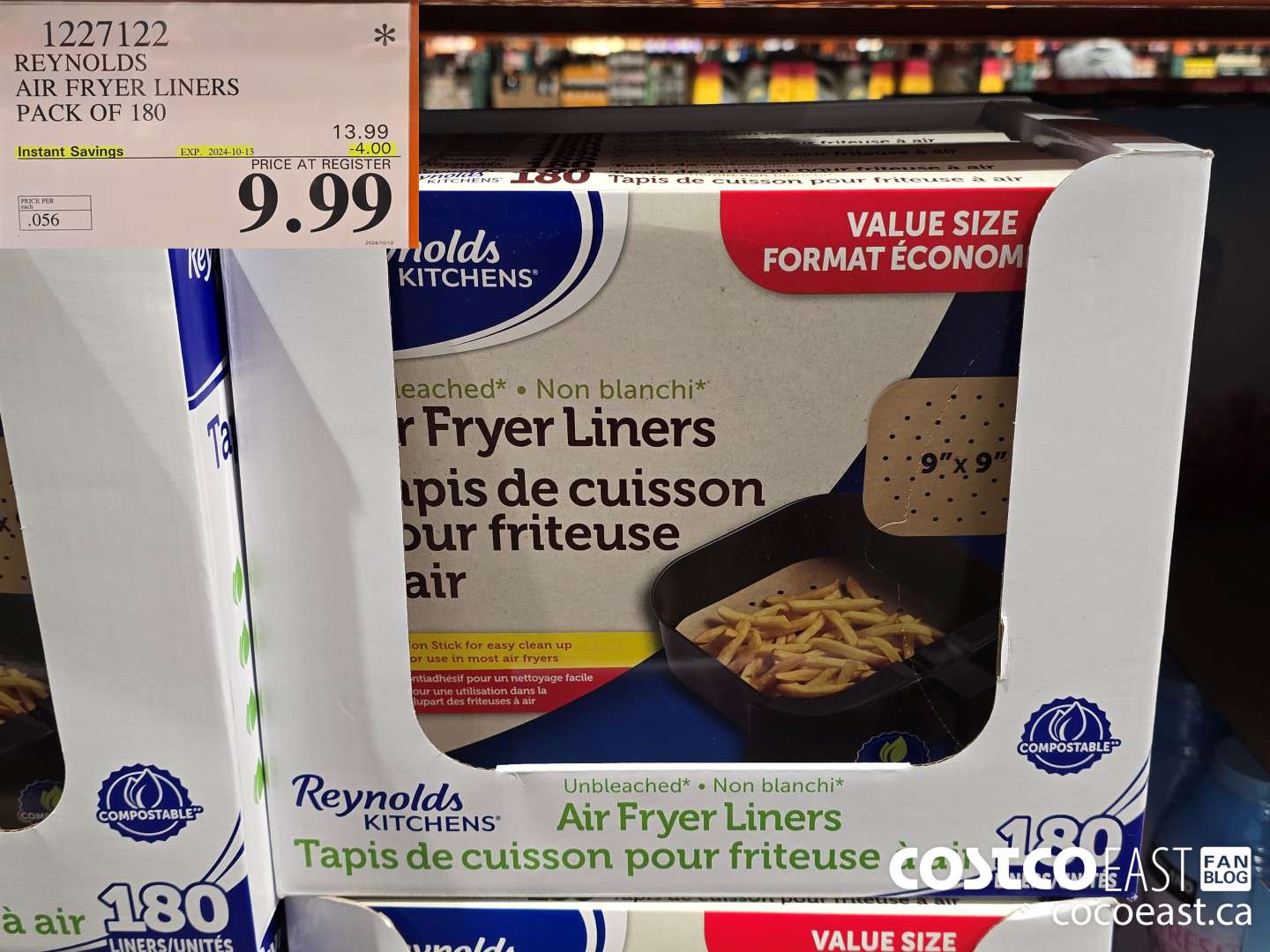 1227122 REYNOLDS AIR FRYER LINERS PACK OF 180 ($4.00 INSTANT SAVINGS EXPIRES ON 2024-10-13) $9.99