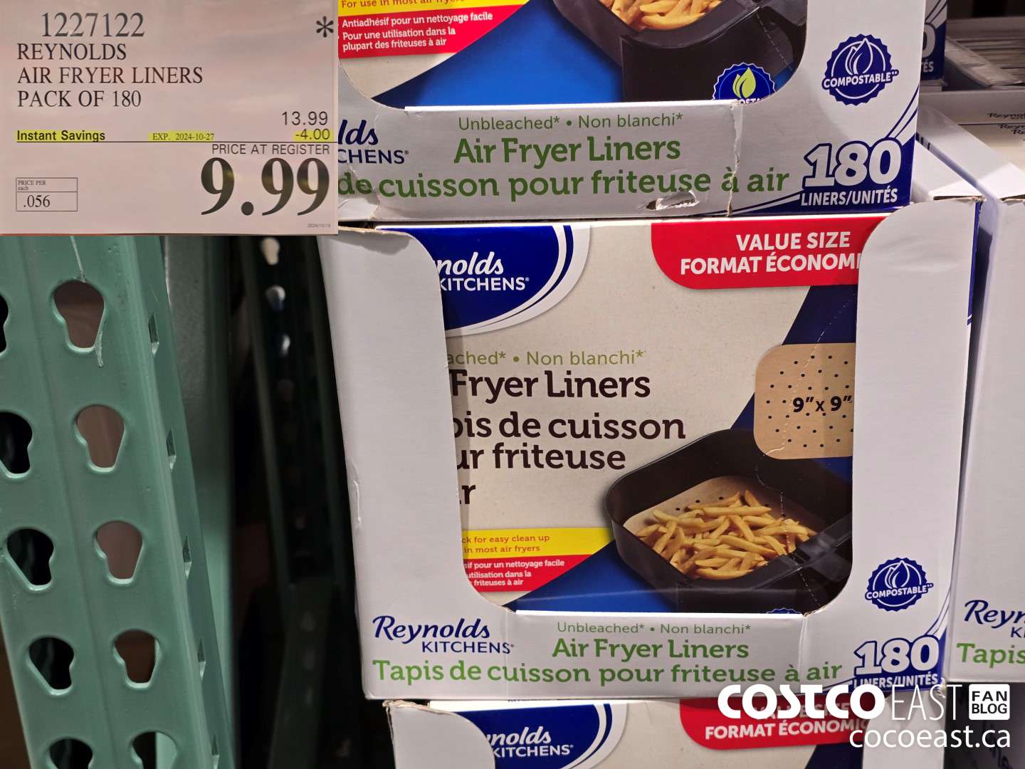 1227122 REYNOLDS AIR FRYER LINERS PACK OF 180 ($4.00 INSTANT SAVINGS EXPIRES ON 2024-10-27) $9.99