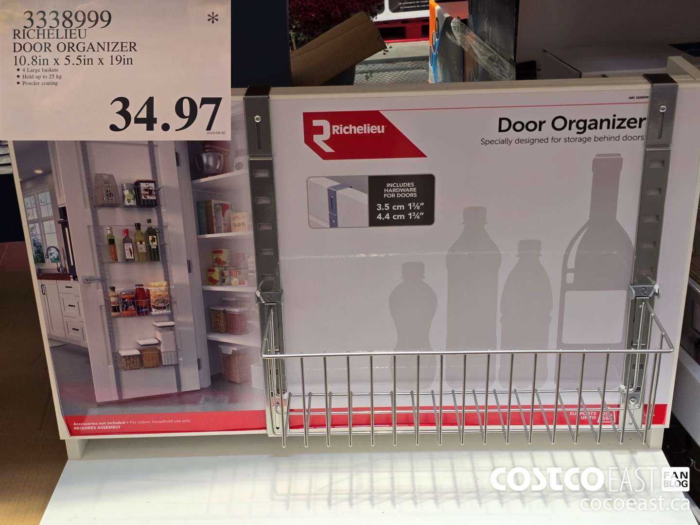 3338999 RICHELIEU DOOR ORGANIZER 10.8in x 5.5in x 19in $34.97