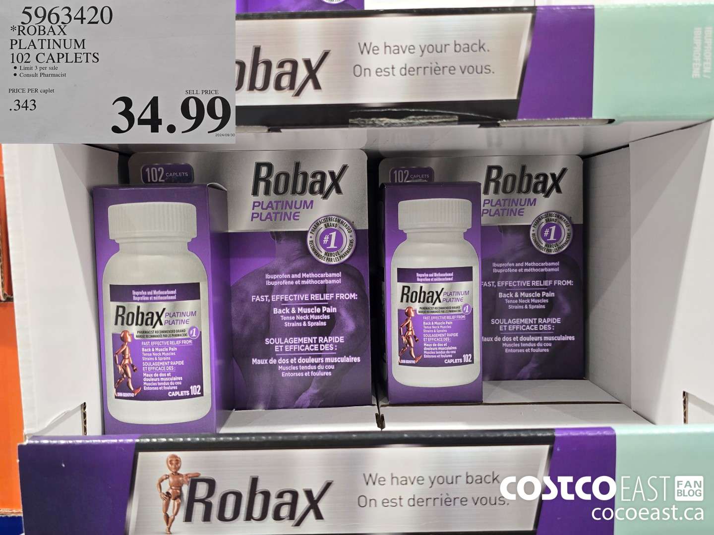 5963420 ROBAX PLATINUM 102 CAPLETS $34.99