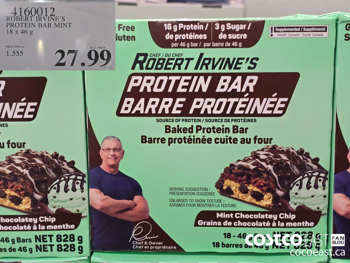 4160012 ROBERT IRVINE'S PROTEIN BAR MINT 18 x 46 g $27.99
