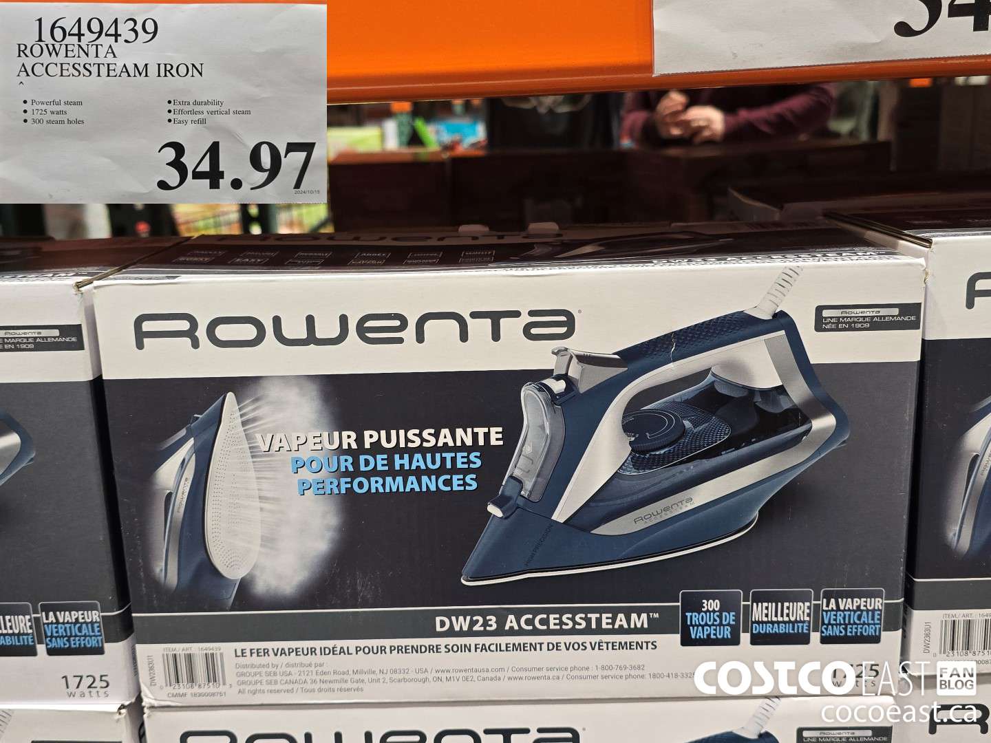 1649439 ROWENTA ACCESSSTEAM IRON $34.97