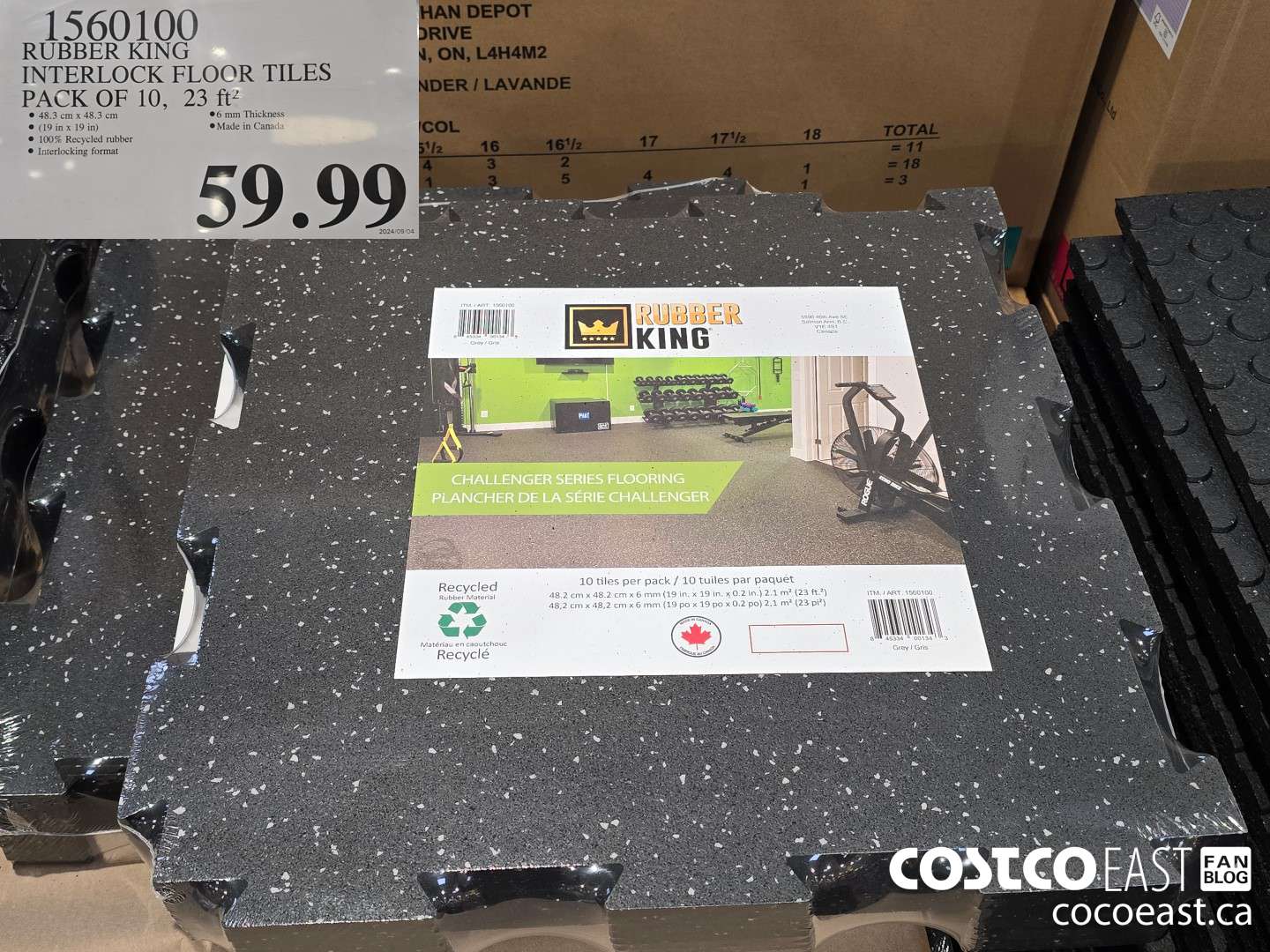 1560100 RUBBER KING INTERLOCK FLOOR TILES PACK OF 10, 23 ft2 $59.99