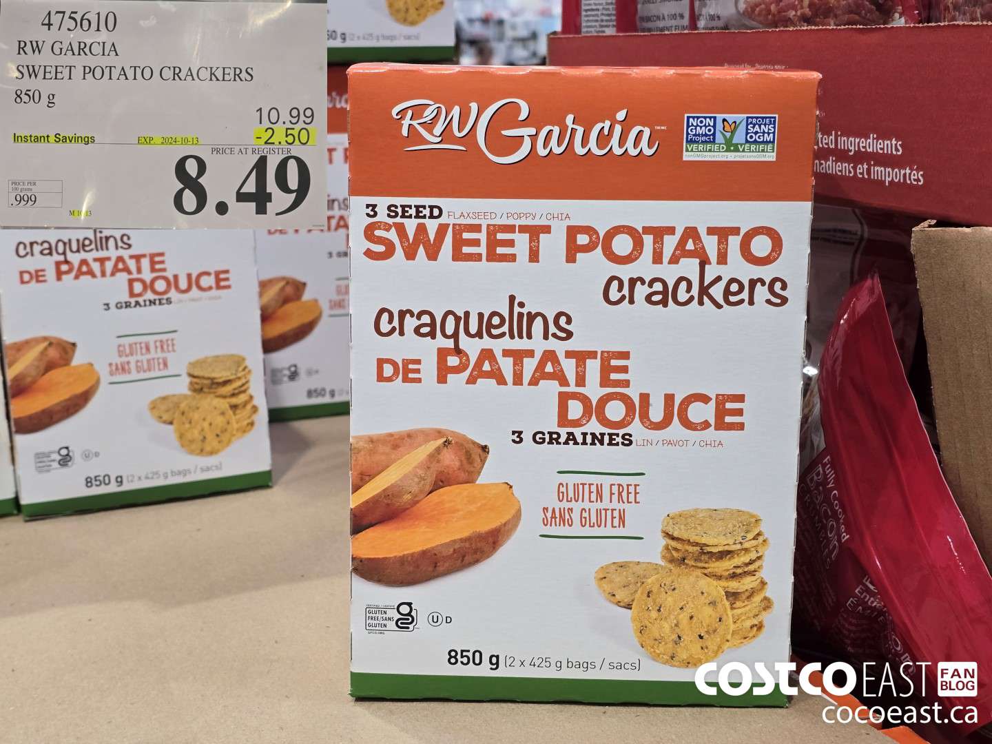 475610 RW GARCIA SWEET POTATO CRACKERS 850 G ($2.50 INSTANT SAVINGS EXPIRES ON 2024-10-13) $8.49