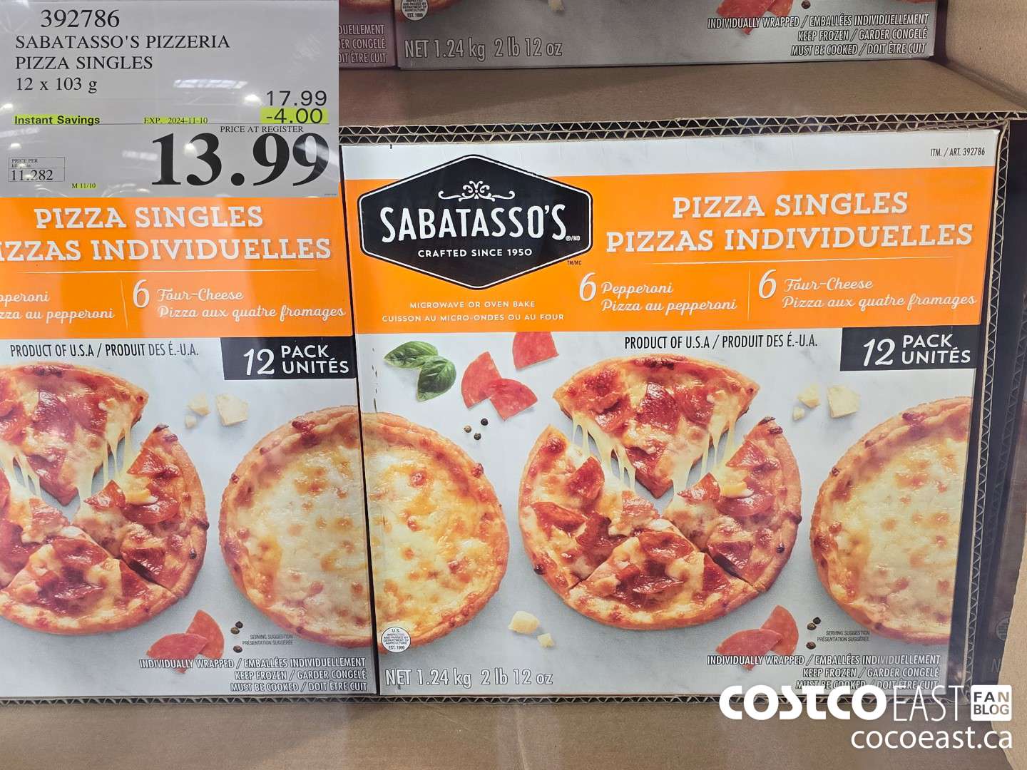 392786 SABATASSO'S PIZZERIA PIZZA SINGLES 12 X 103 G ($4.00 INSTANT SAVINGS EXPIRES ON 2024-11-10) $13.99