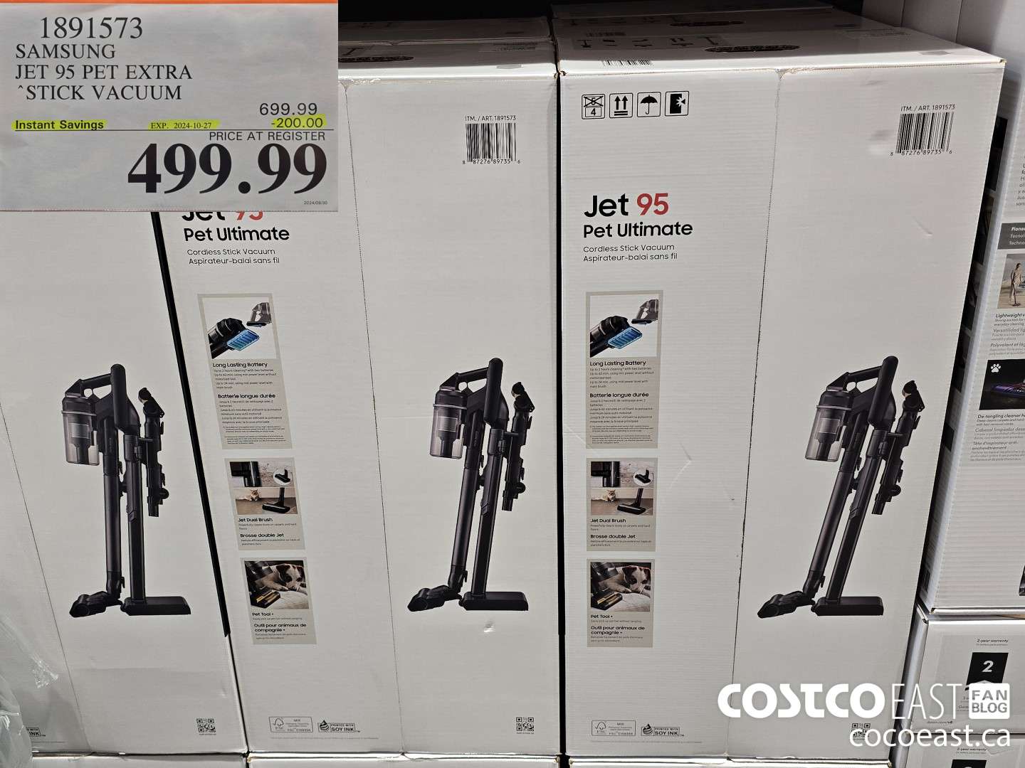 1891573 SAMSUNG JET 95 PET EXTRA STICK VACUUM ($200.00 INSTANT SAVINGS EXPIRES ON 2024-10-27) $499.99