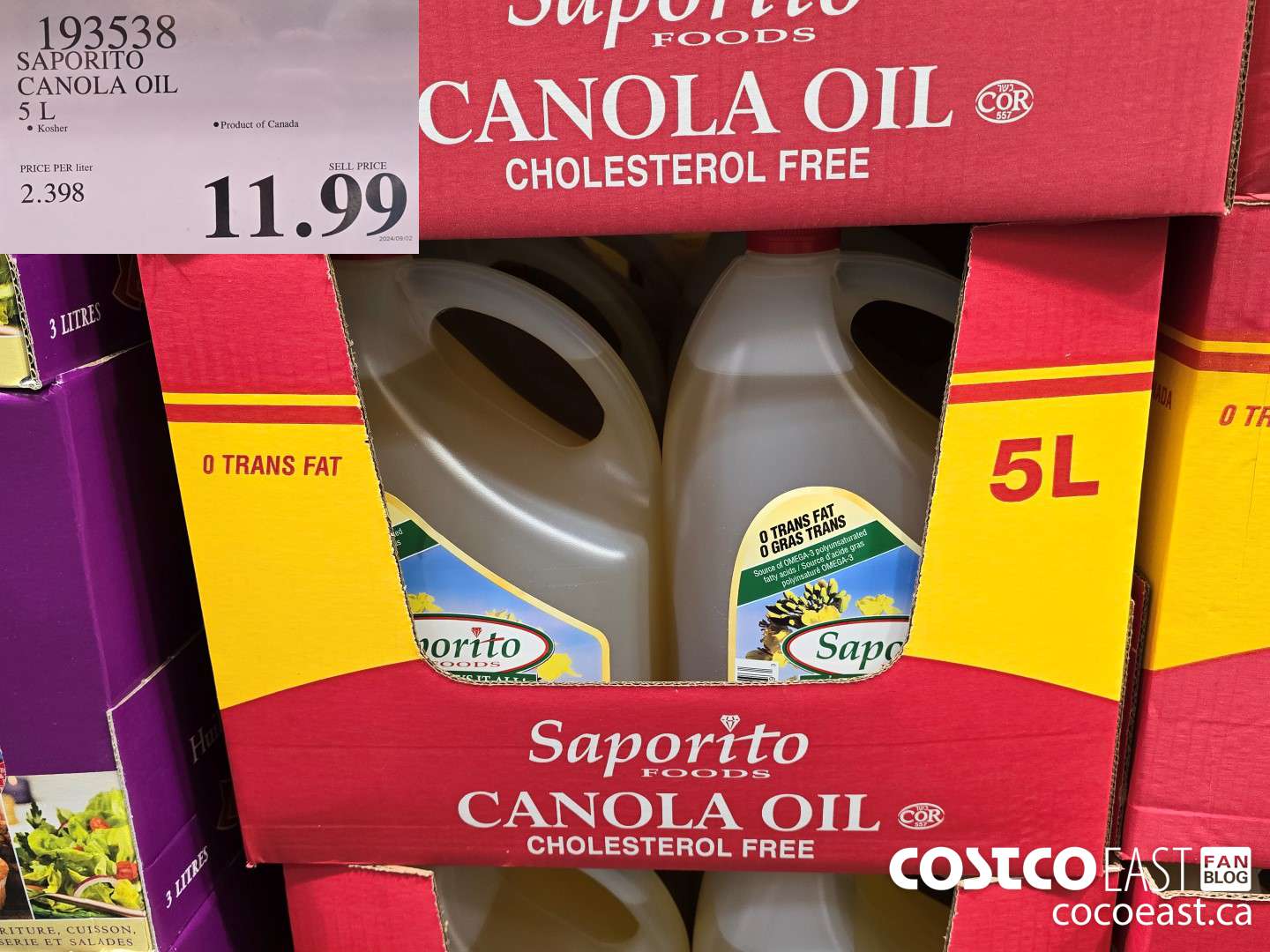193538 SAPORITO CANOLA OIL 5L $11.99