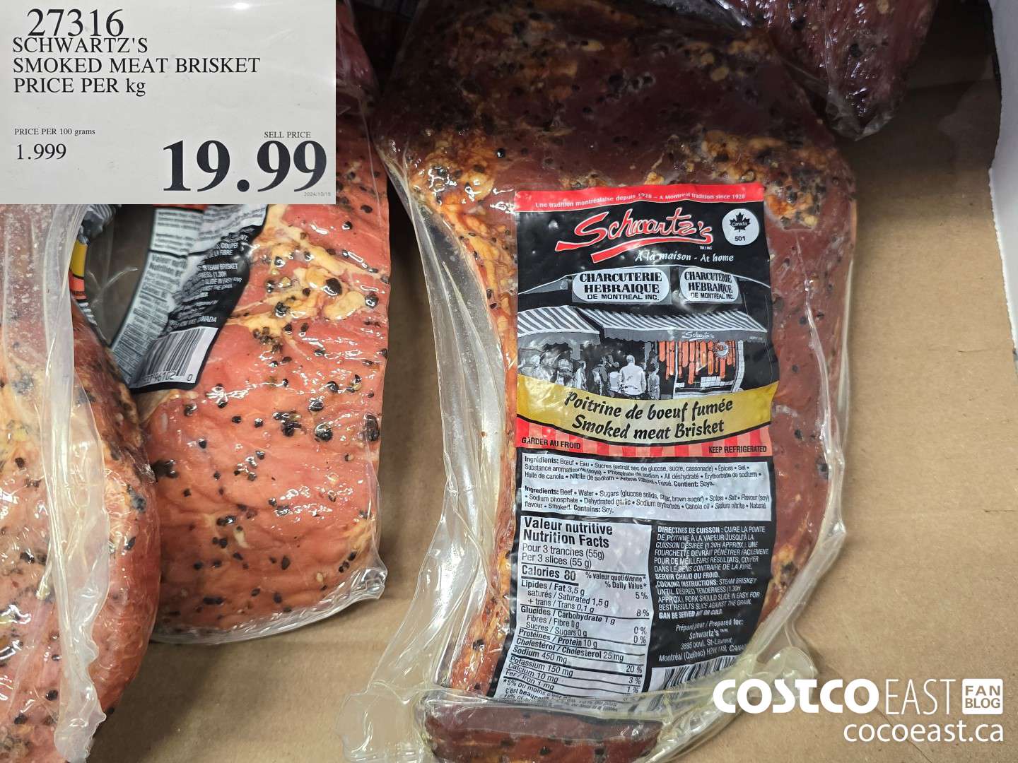 27316 SCHWARTS'S SMOKED MEAT BRISKET PRICE PER KG $19.99