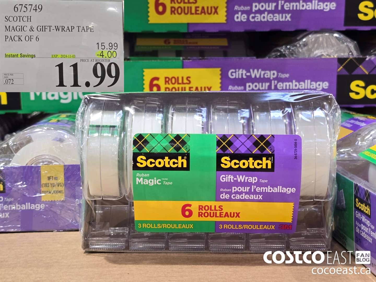 675749 SCOTCH MAGIC & GIFT-WRAP TAPE PACK OF 6 ($4.00 INSTANT SAVINGS EXPIRES ON 2024-11-03) $11.99