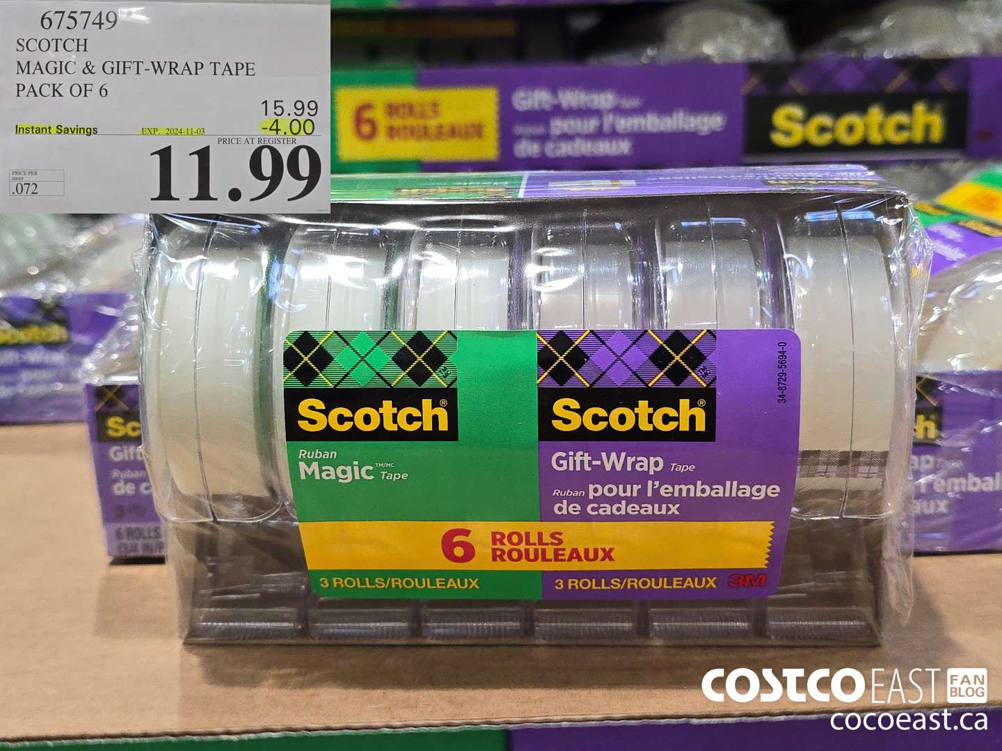 675749 SCOTCH MAGIC & GIFT-WRAP TAPE PACK OF 6 ($4.00 INSTANT SAVINGS EXPIRES ON 2024-11-03) $11.99