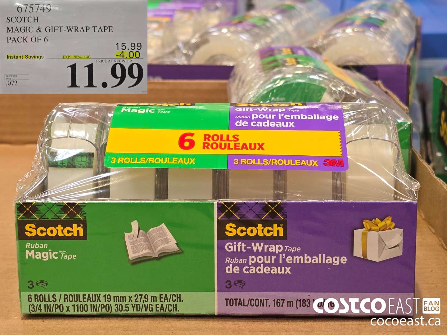 675749 SCOTCH MAGIC & GIFT-WRAP TAPE PACK OF 6 ($4.00 INSTANT SAVINGS EXPIRES ON 2024-11-03) $11.99